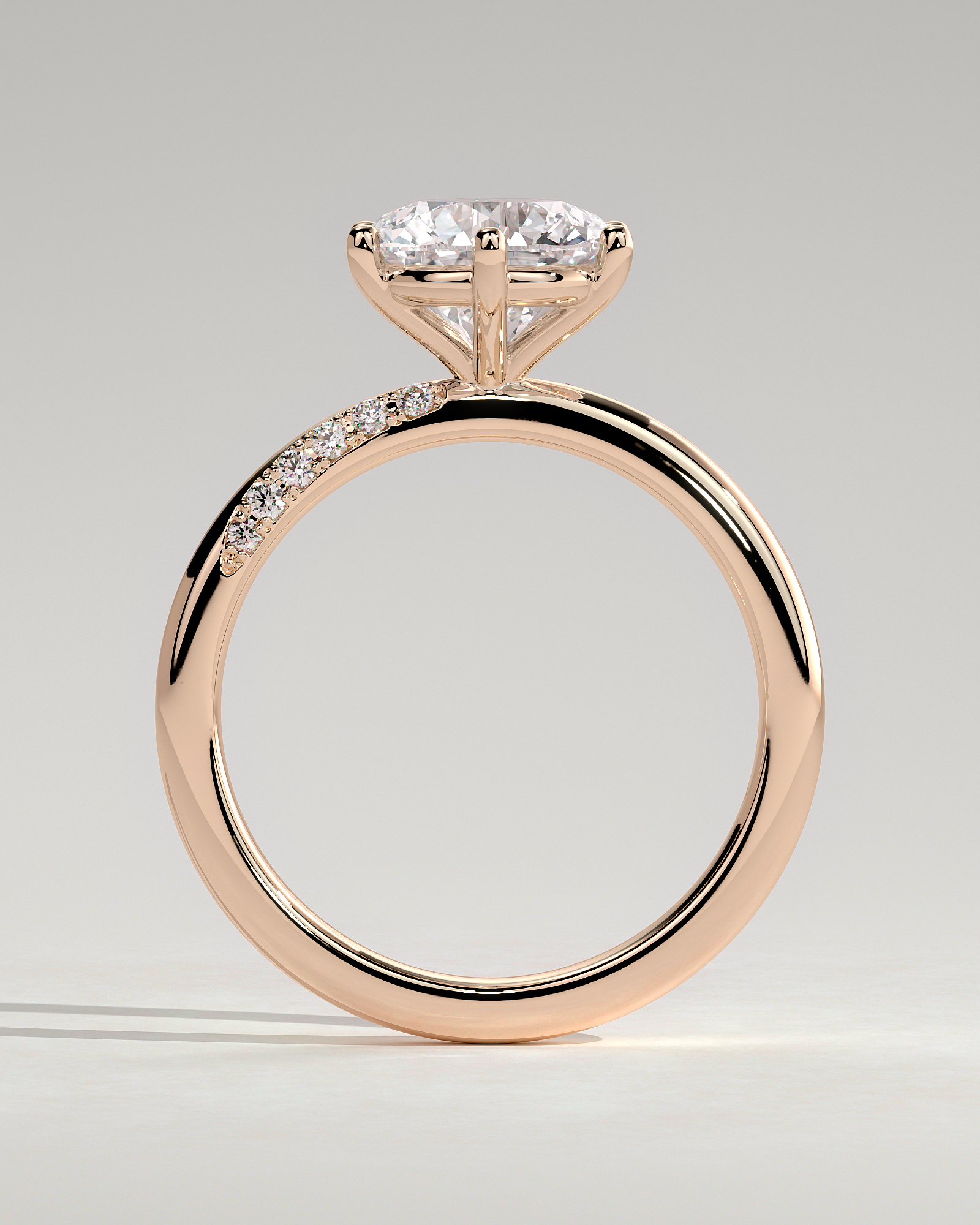 Mahlia - Round Solitaire with Sweeping Micro Pav - 18k Rose Gold