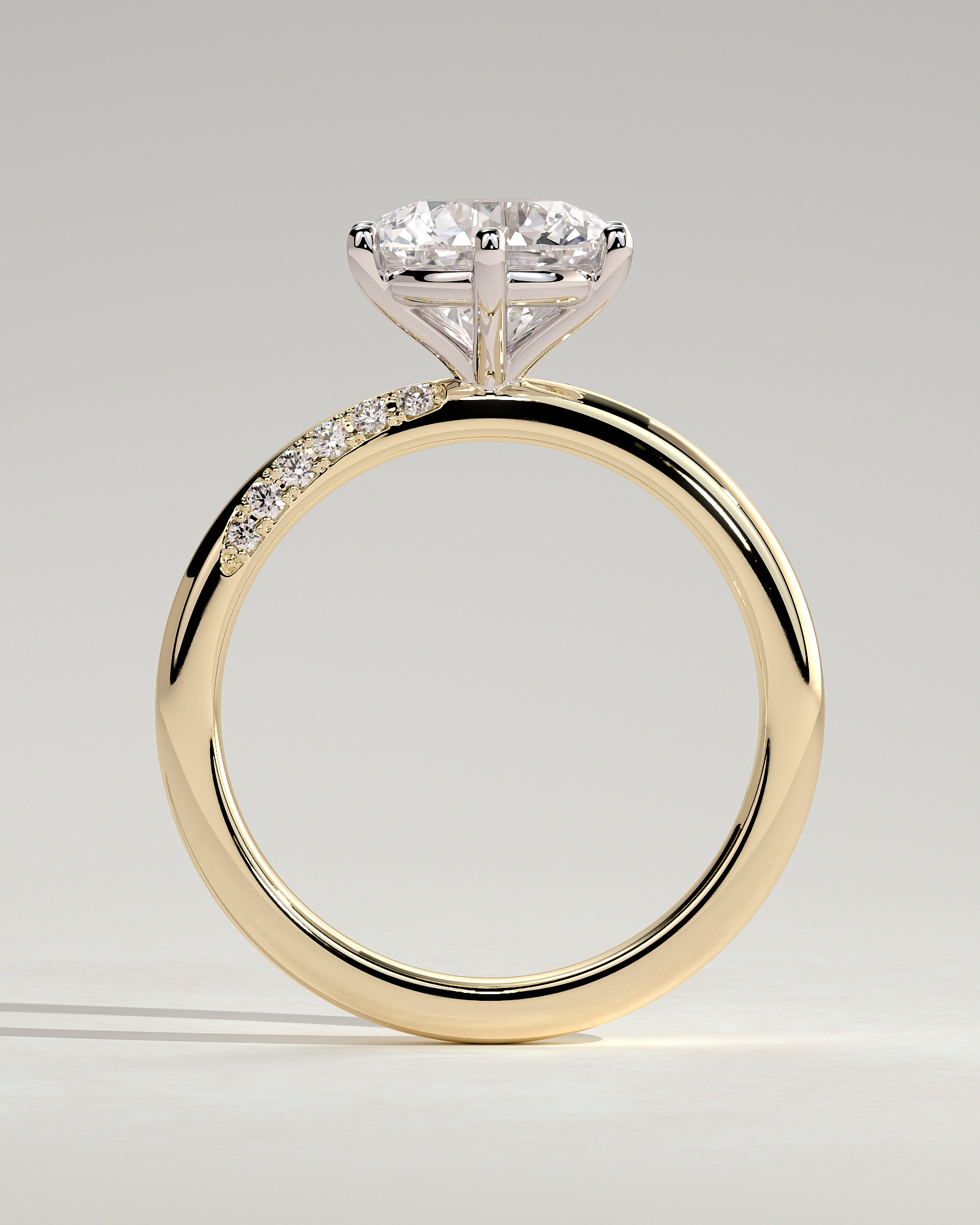 Mahlia - Round Solitaire with Sweeping Micro Pav - 18k Yellow Gold / 18k White Gold