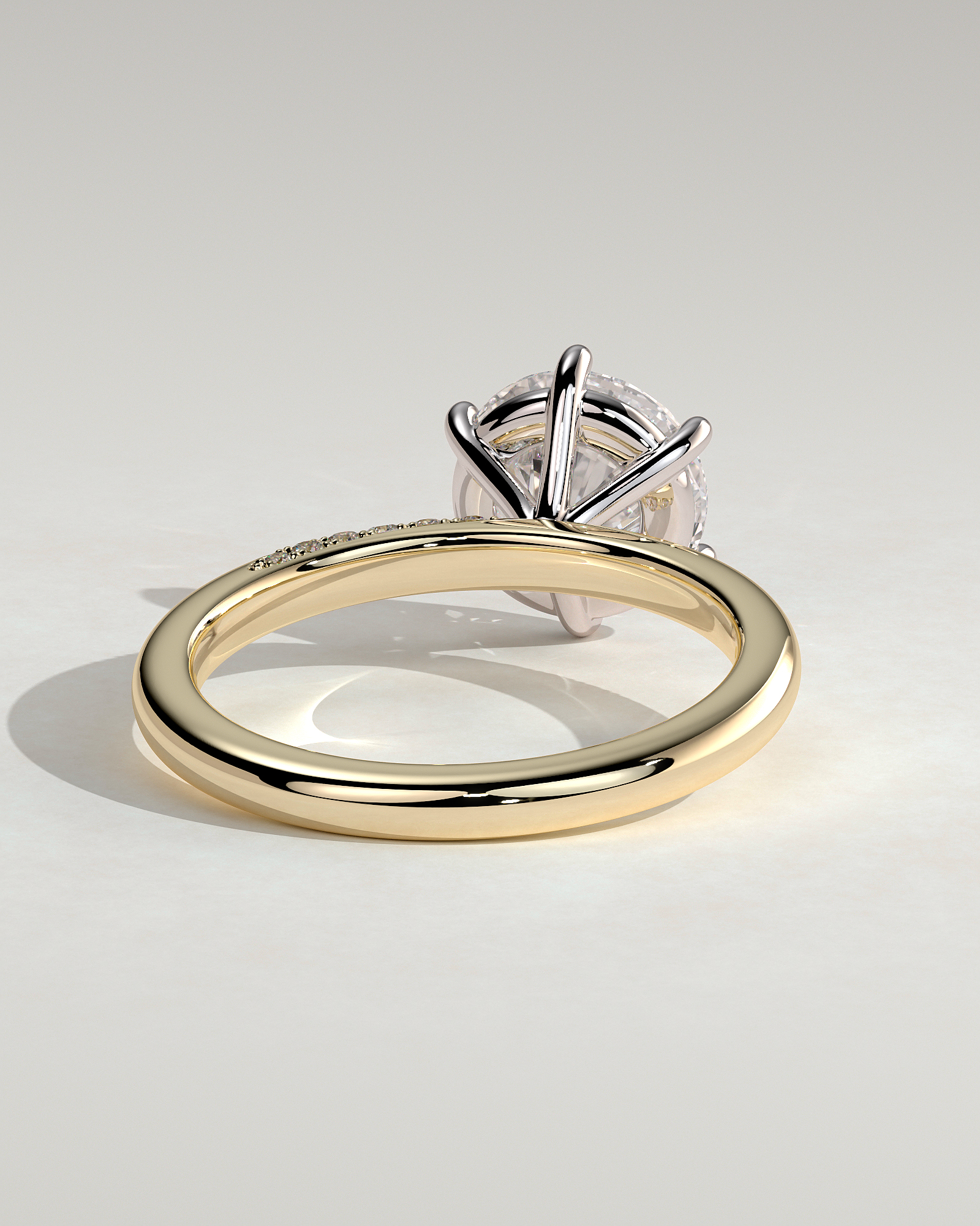 Mahlia - Round Solitaire with Sweeping Micro Pav - 18k Yellow Gold / 18k White Gold