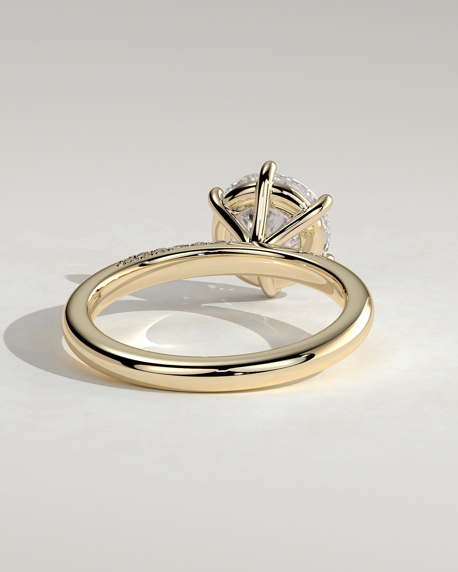 Mahlia - Round Solitaire with Sweeping Micro Pav - 18k Yellow Gold