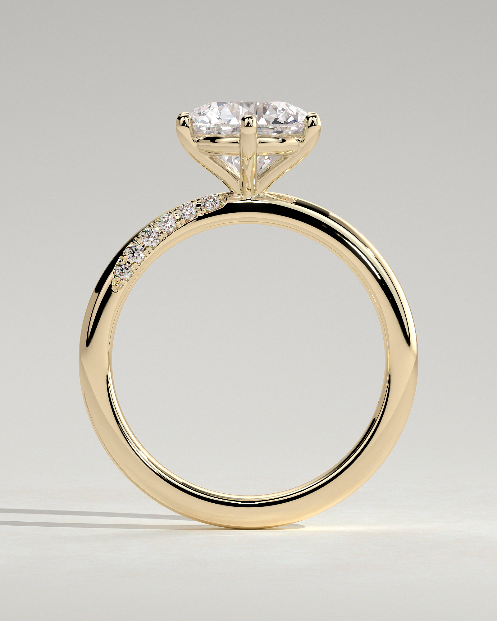 Mahlia - Round Solitaire with Sweeping Micro Pav - 18k Yellow Gold