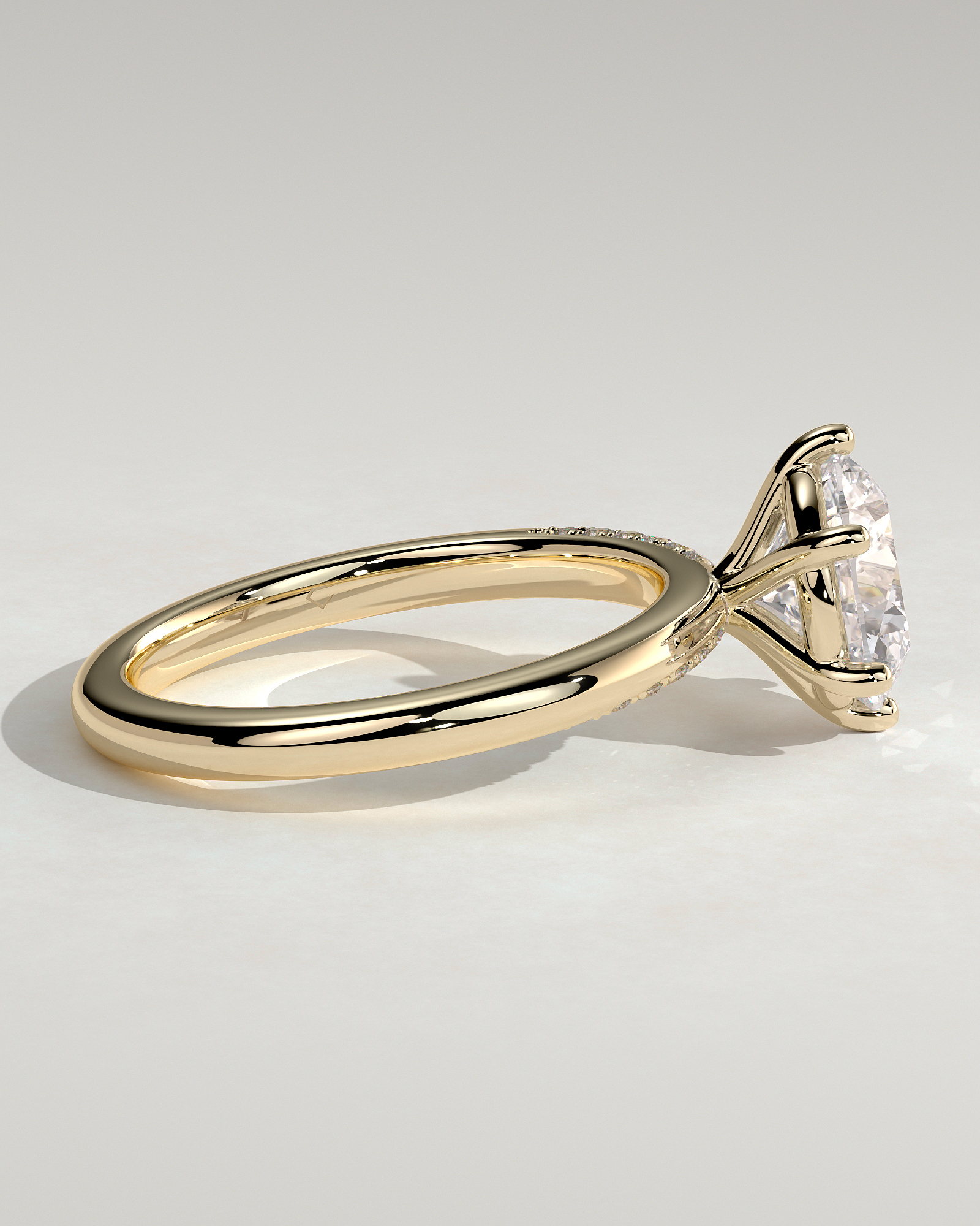 Mahlia - Round Solitaire with Sweeping Micro Pav - 18k Yellow Gold