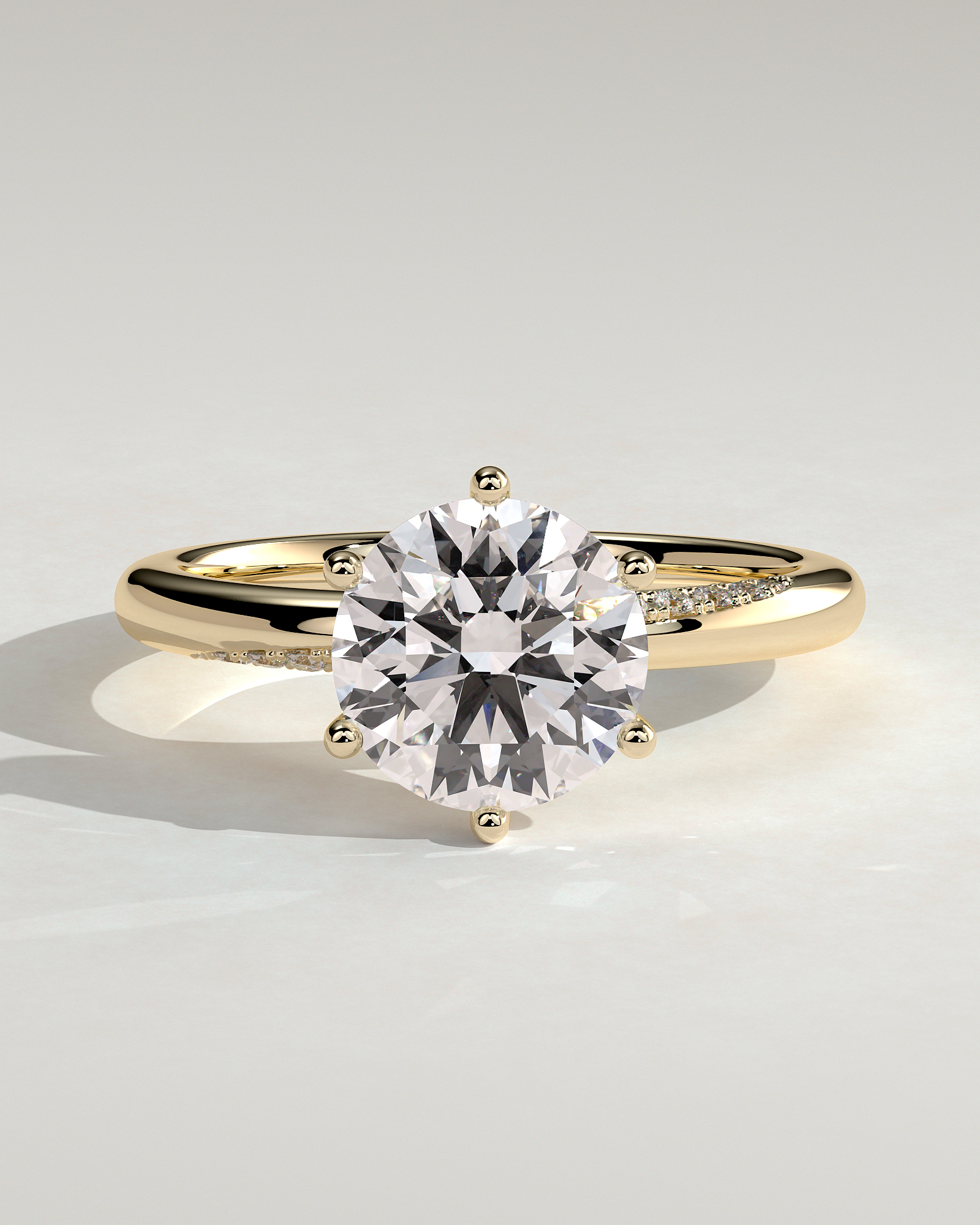 Mahlia - Round Solitaire with Sweeping Micro Pav - 18k Yellow Gold