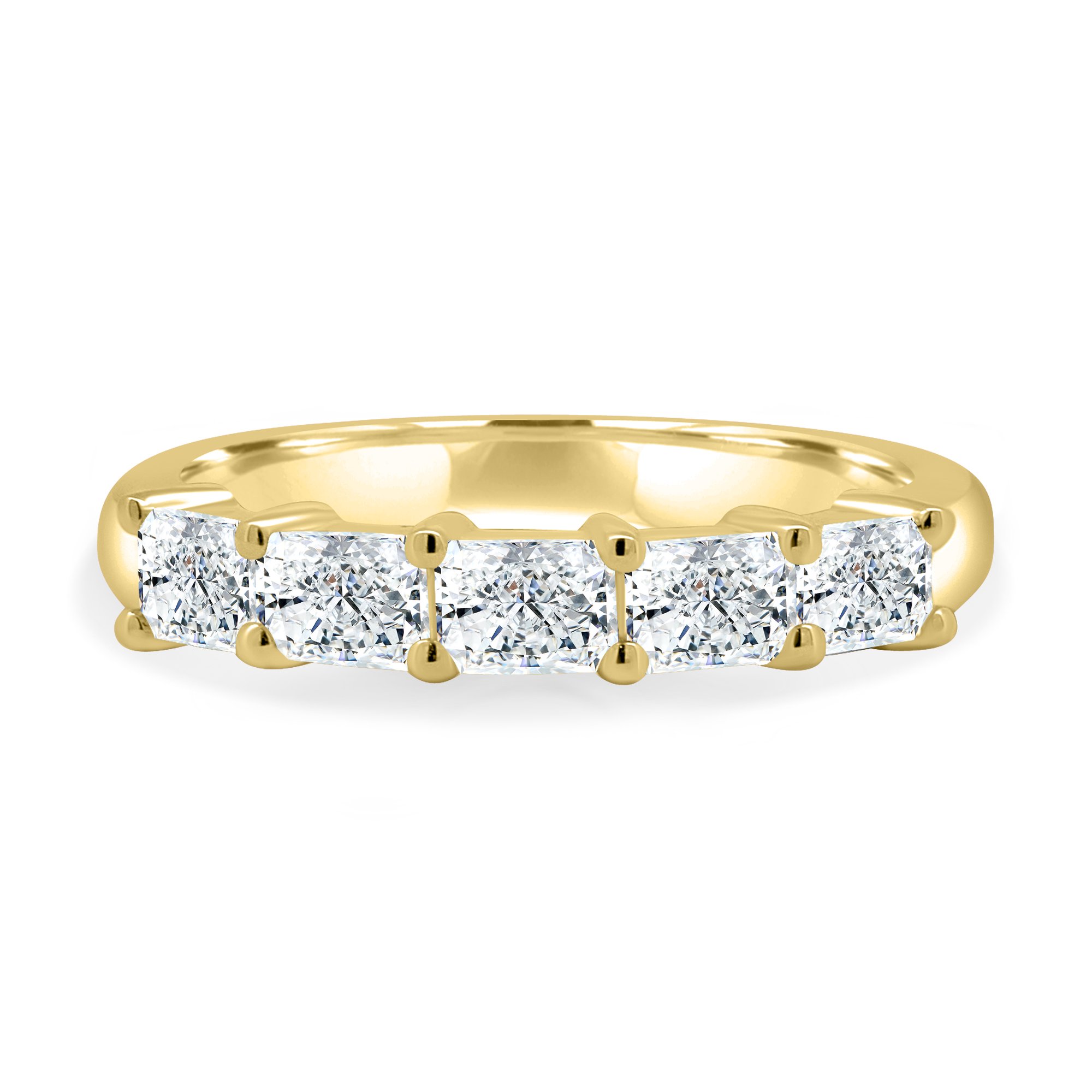 Maia - 5 Stone East West Radiant Wedding Band - 18k Yellow Gold