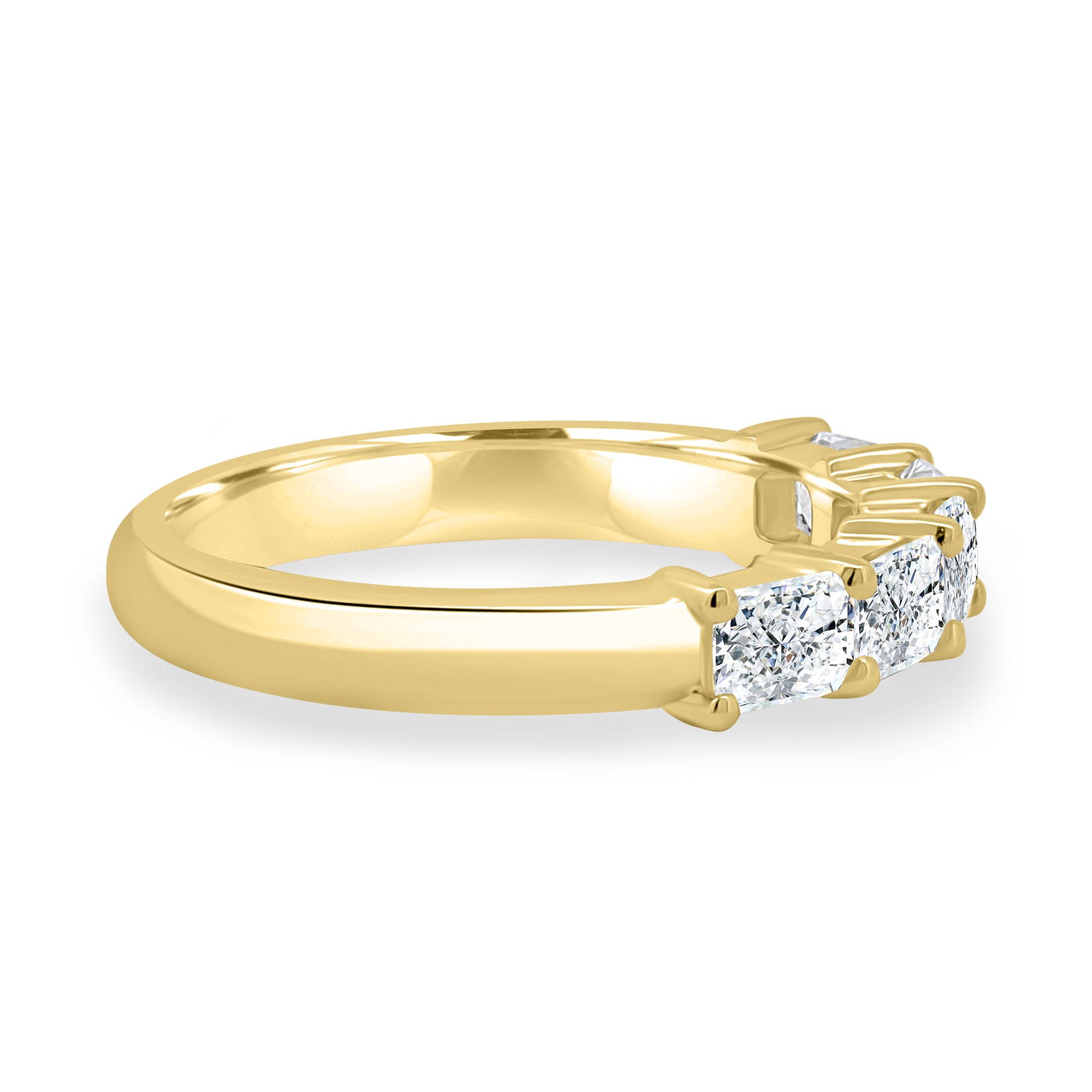 Maia - 5 Stone East West Radiant Wedding Band - 18k Yellow Gold
