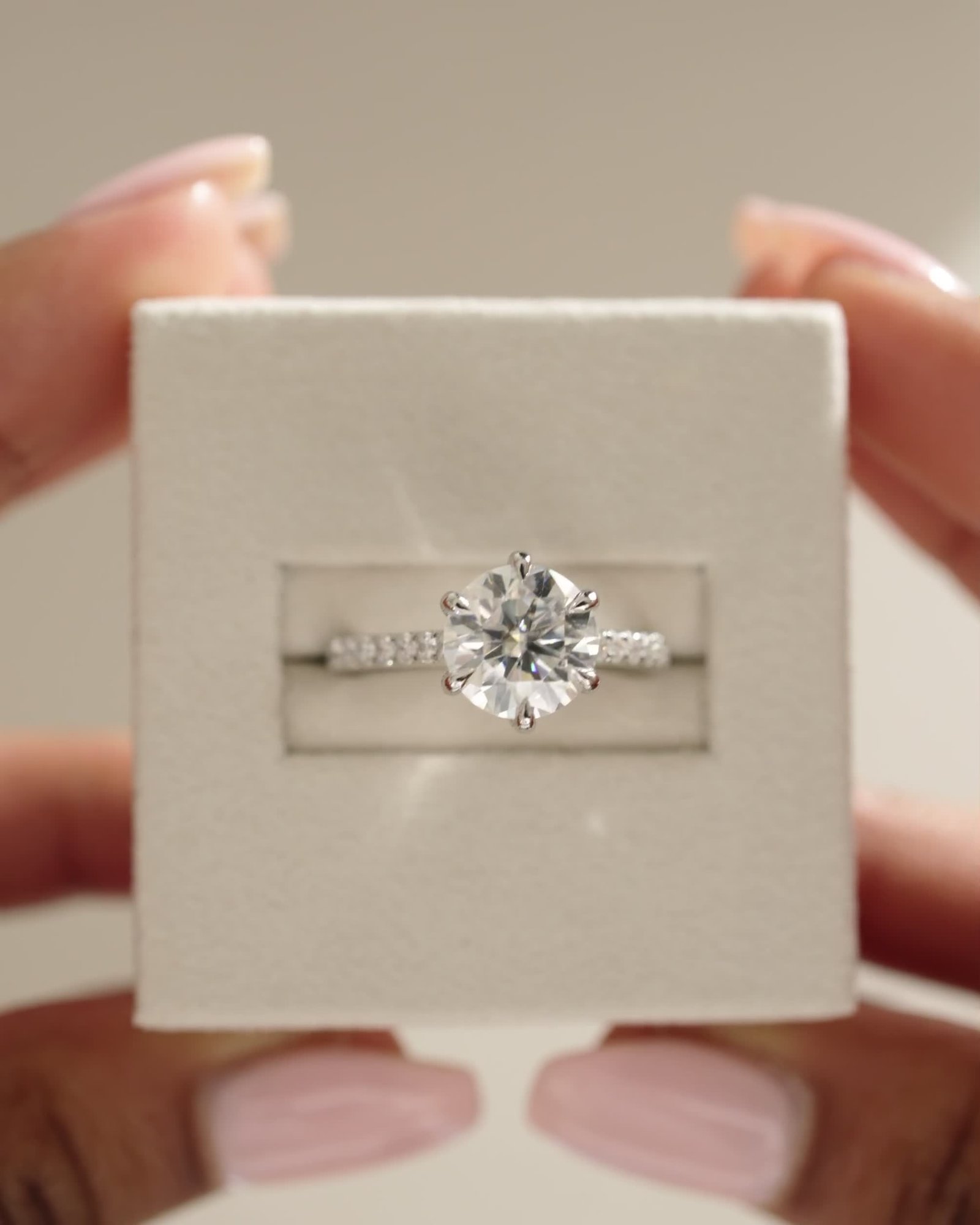 Maisy - 6 Claw Cathedral Round Solitaire with French Pav Lifestyle Image