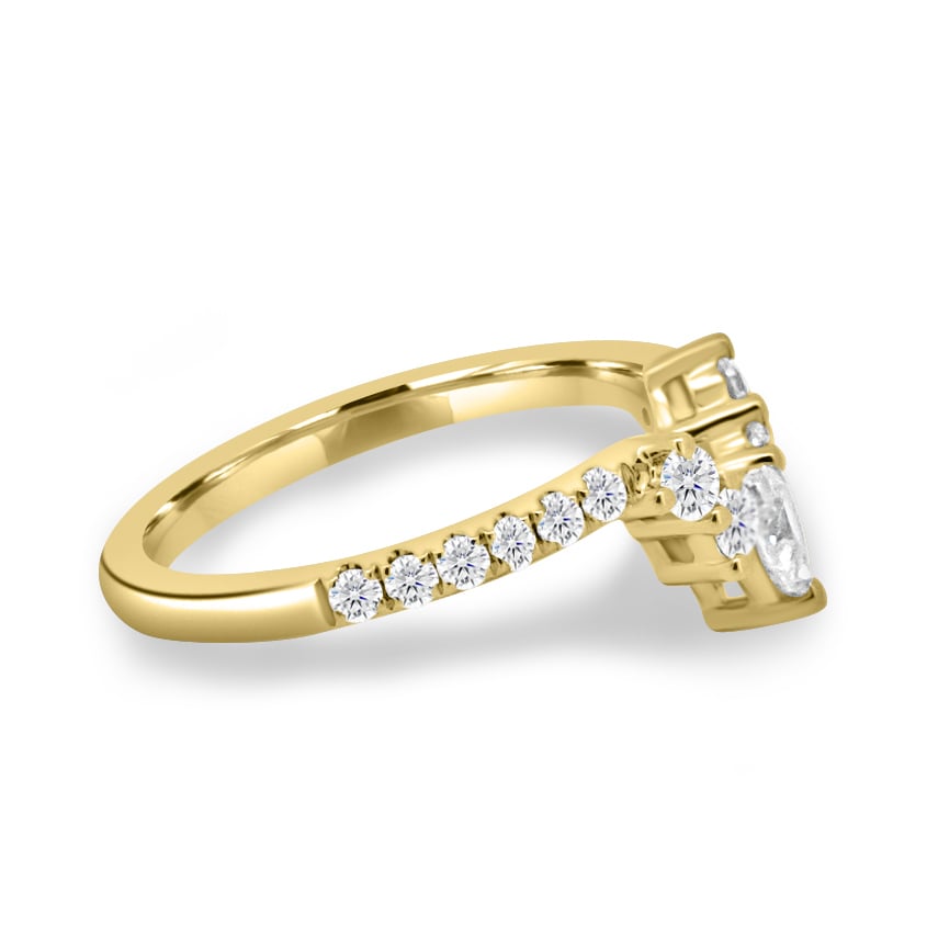 Mara - Curved Pave Band with Accent Stones - 18k Yellow Gold