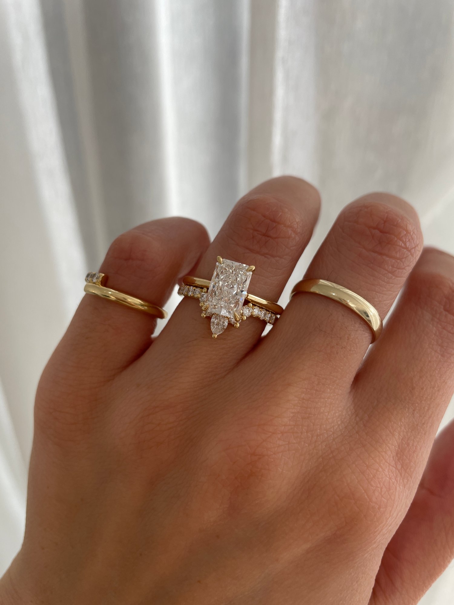 Mara - Curved Pave Band with Accent Stones Lifestyle Image