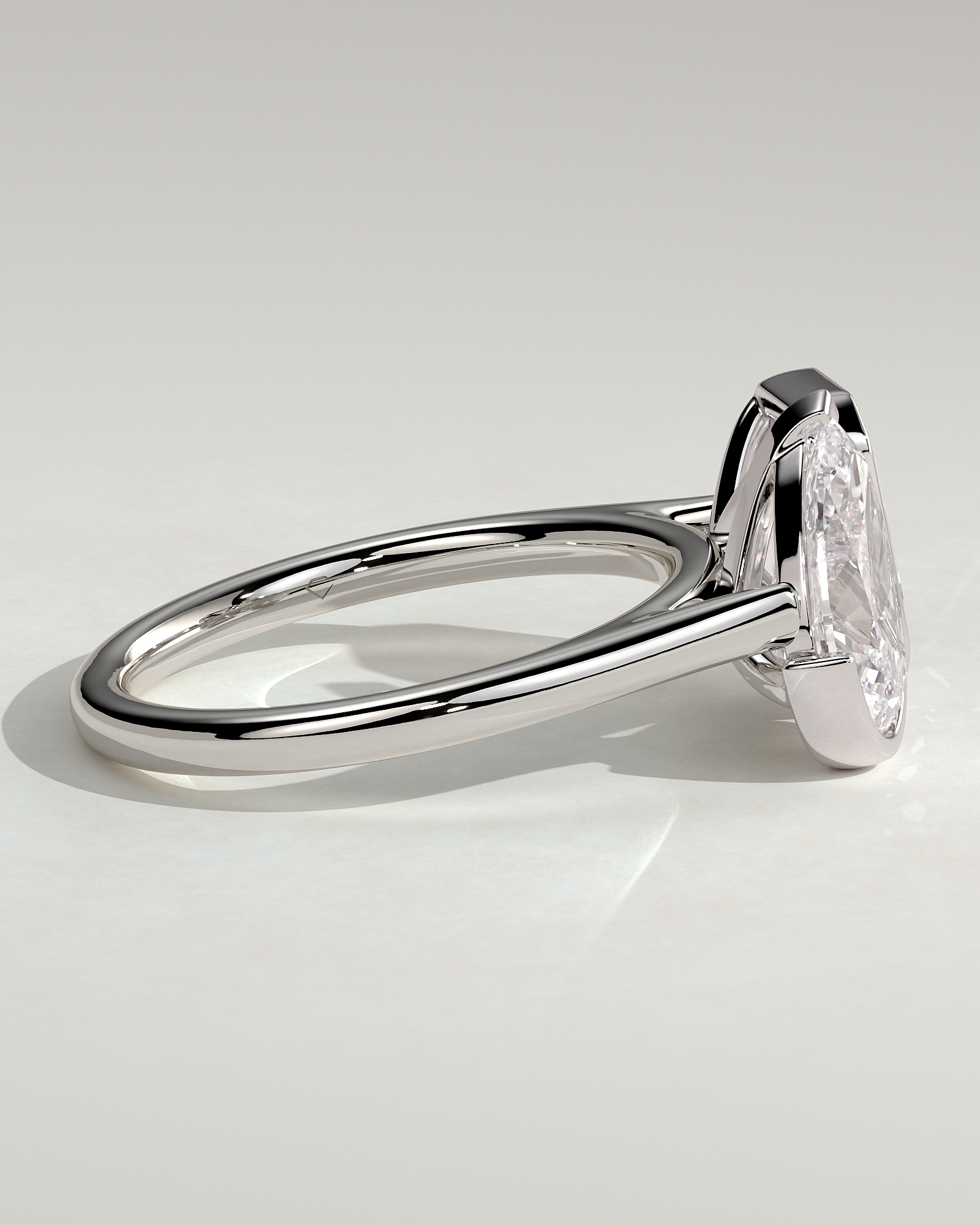 Margot - Bezel Set Pear and Emerald Toi Et Moi - 18k White Gold