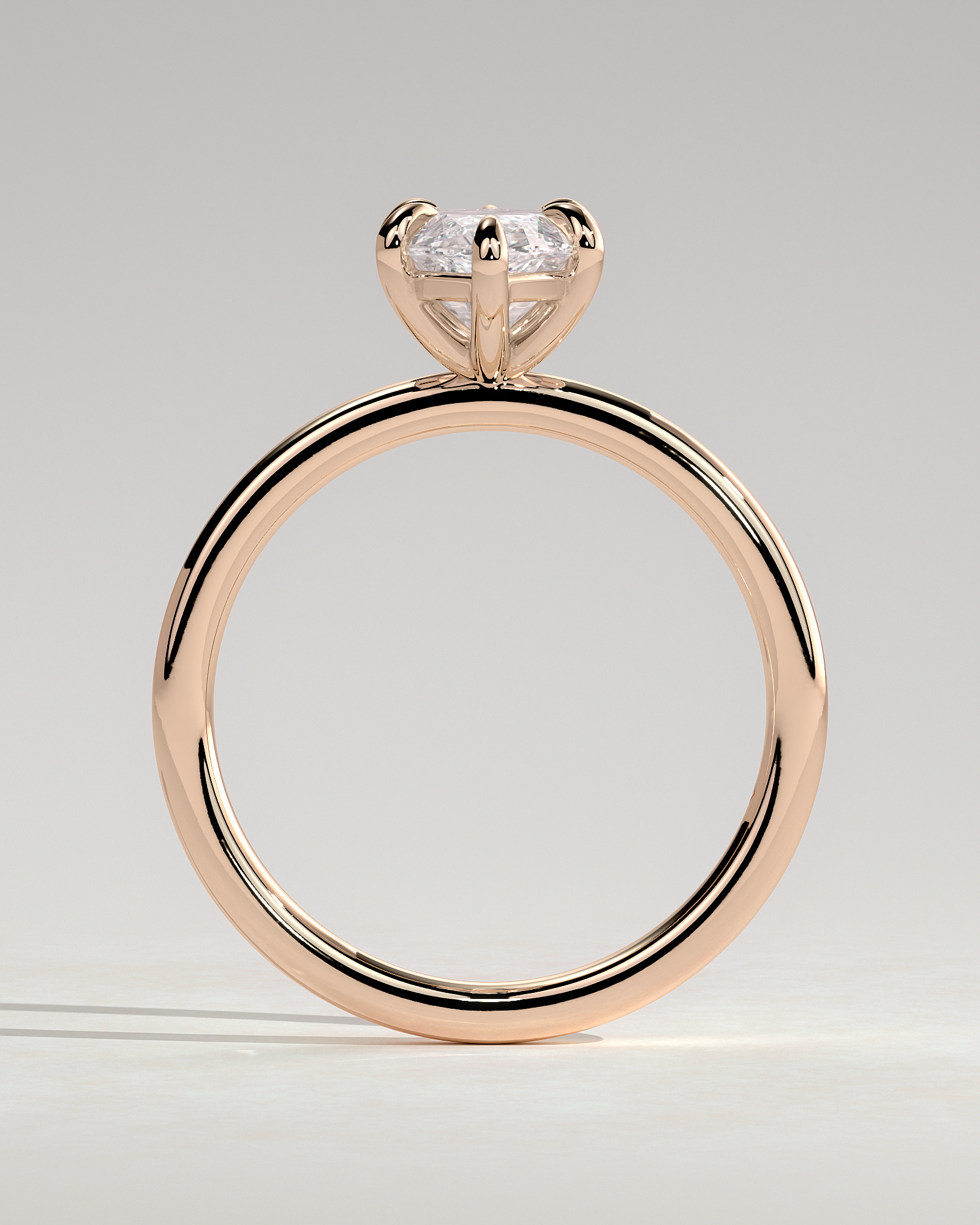 Marly - Classic Marquise 6 Claw Solitaire Engagement Ring - 18k Rose Gold High Setting
