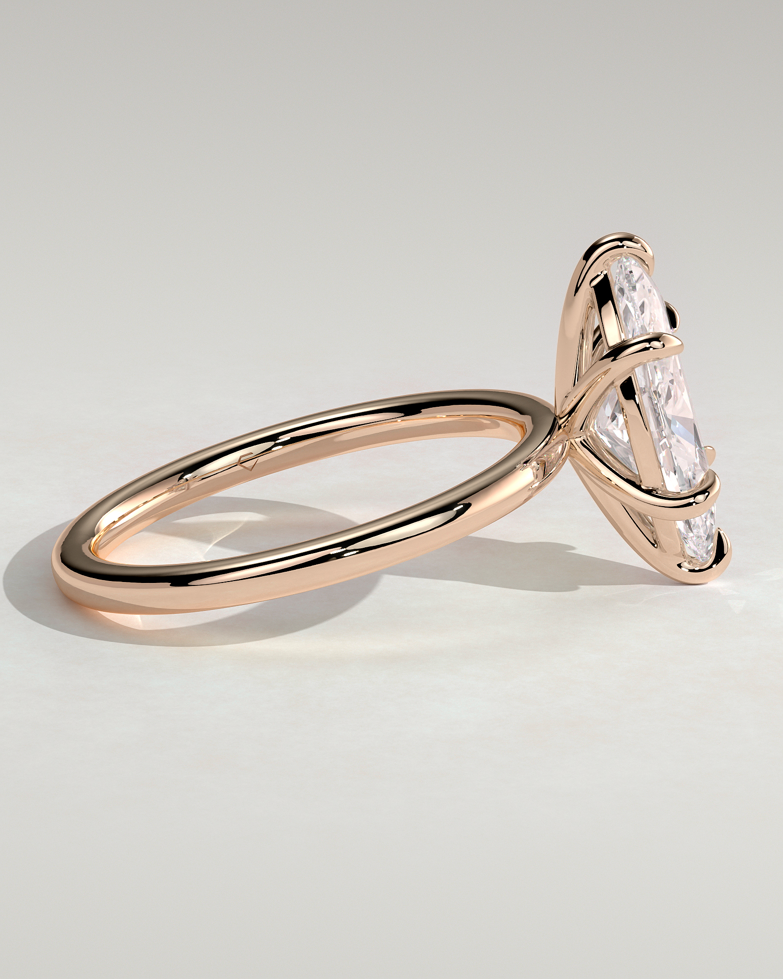 Marly - Classic Marquise 6 Claw Solitaire Engagement Ring - 18k Rose Gold High Setting