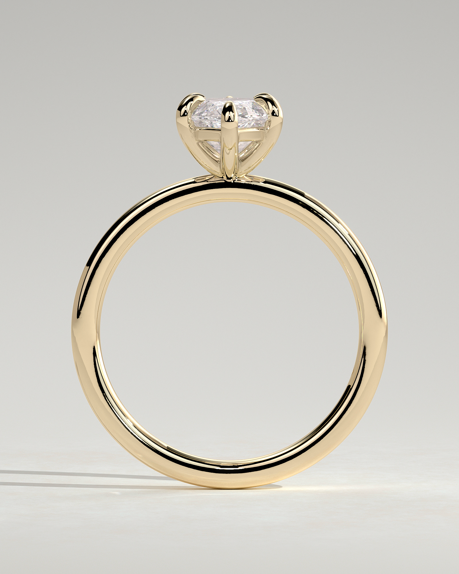 Marly - Classic Marquise 6 Claw Solitaire Engagement Ring - 18k Yellow Gold High Setting