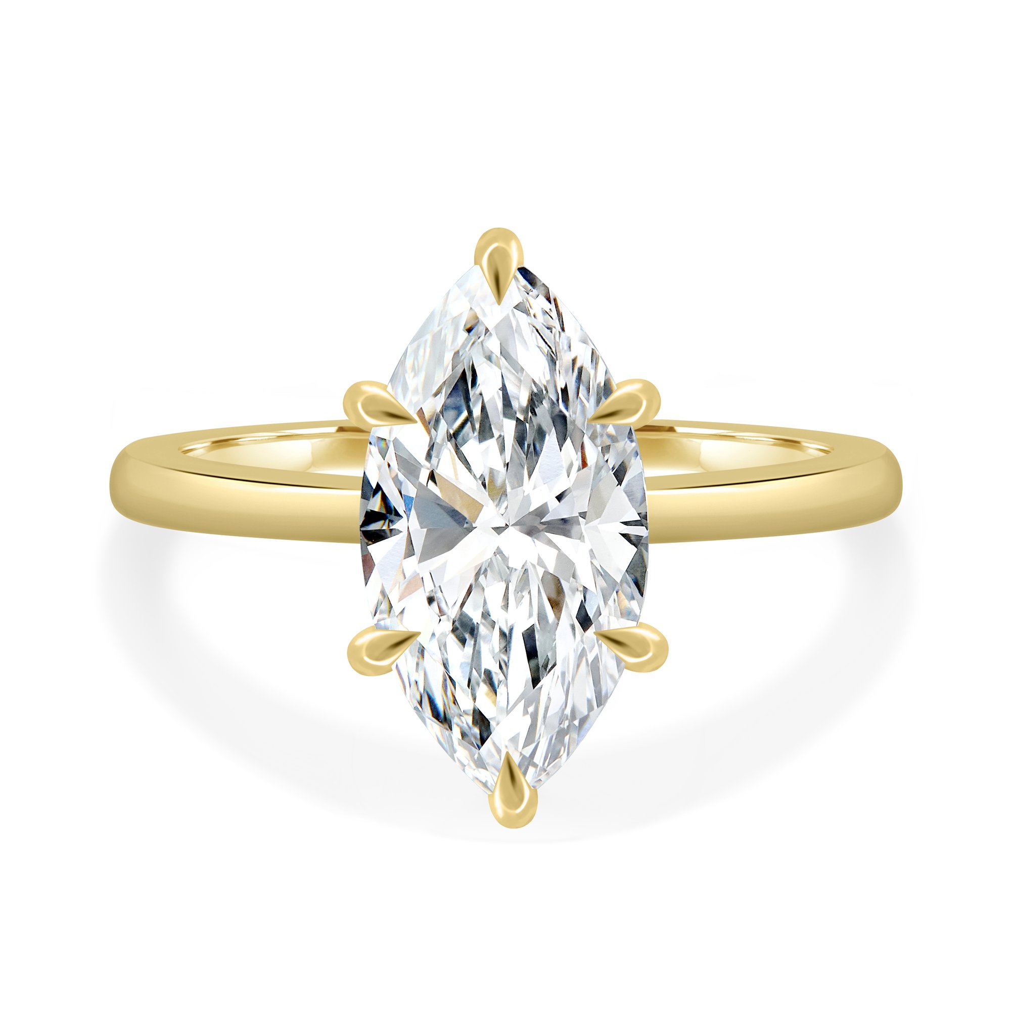 Marly - 6 Claw Marquise Solitaire - 18k Yellow Gold