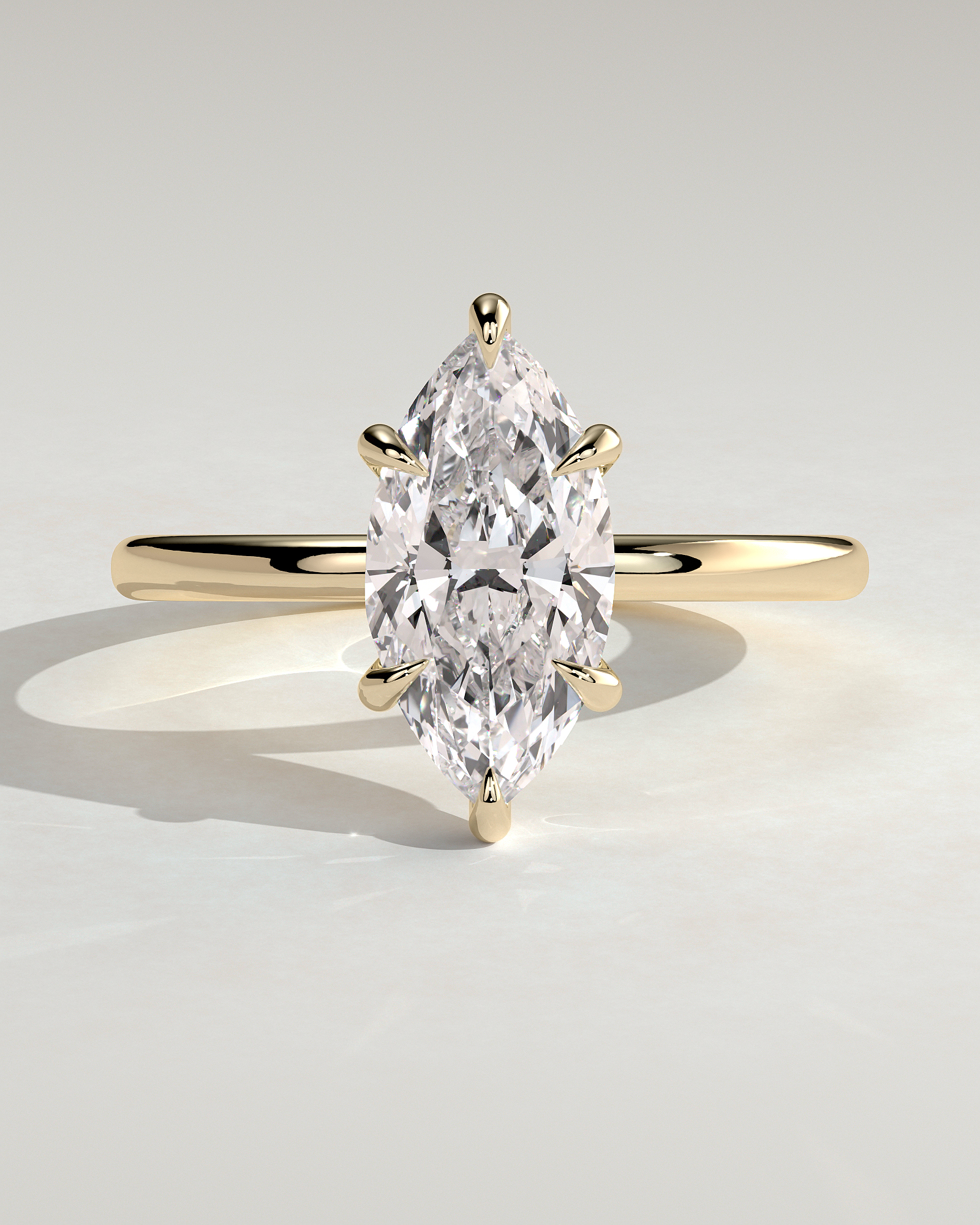 Marly - 6 Claw Marquise Solitaire - 18k Yellow Gold
