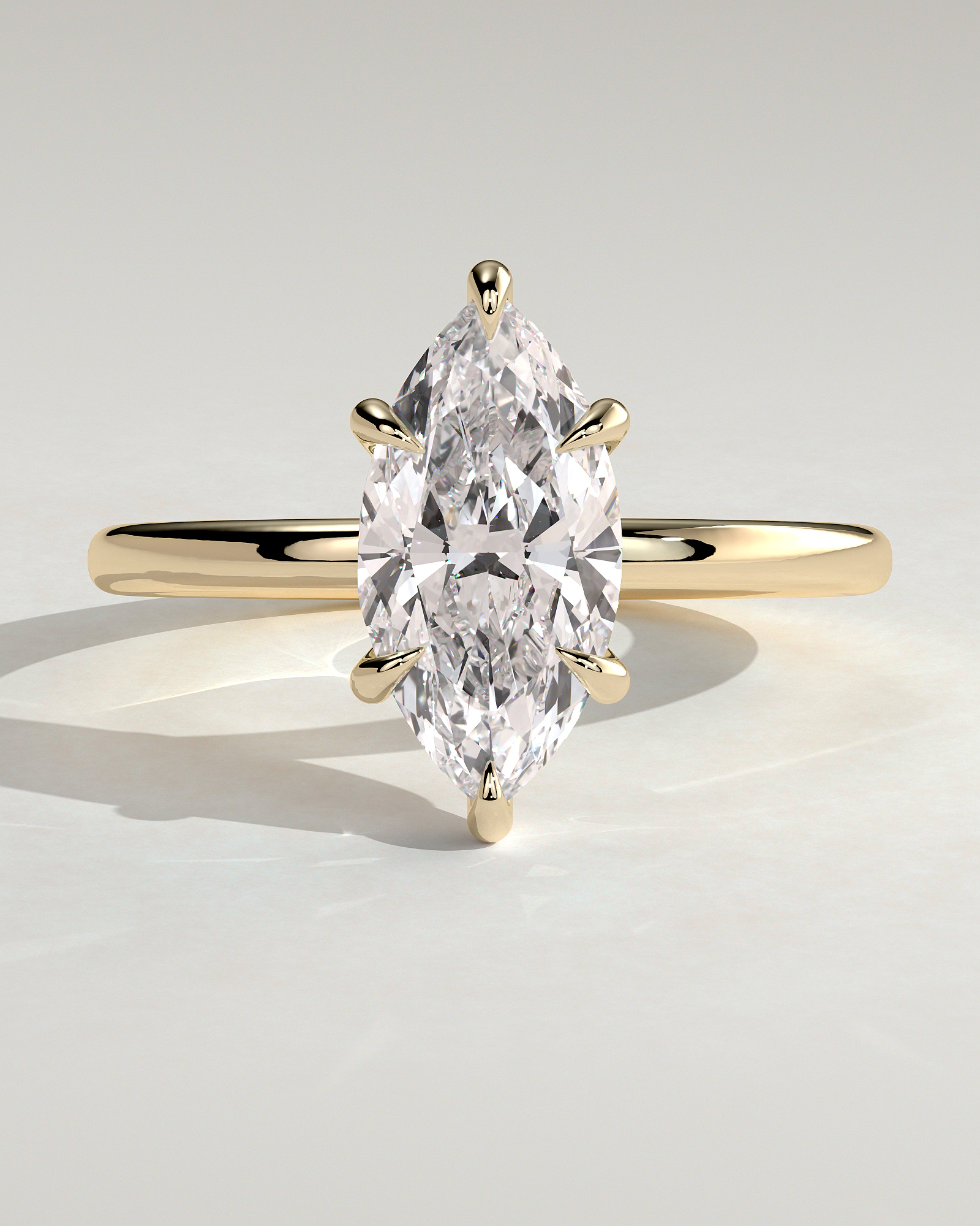 Marly - 6 Claw Marquise Solitaire - 18k Yellow Gold