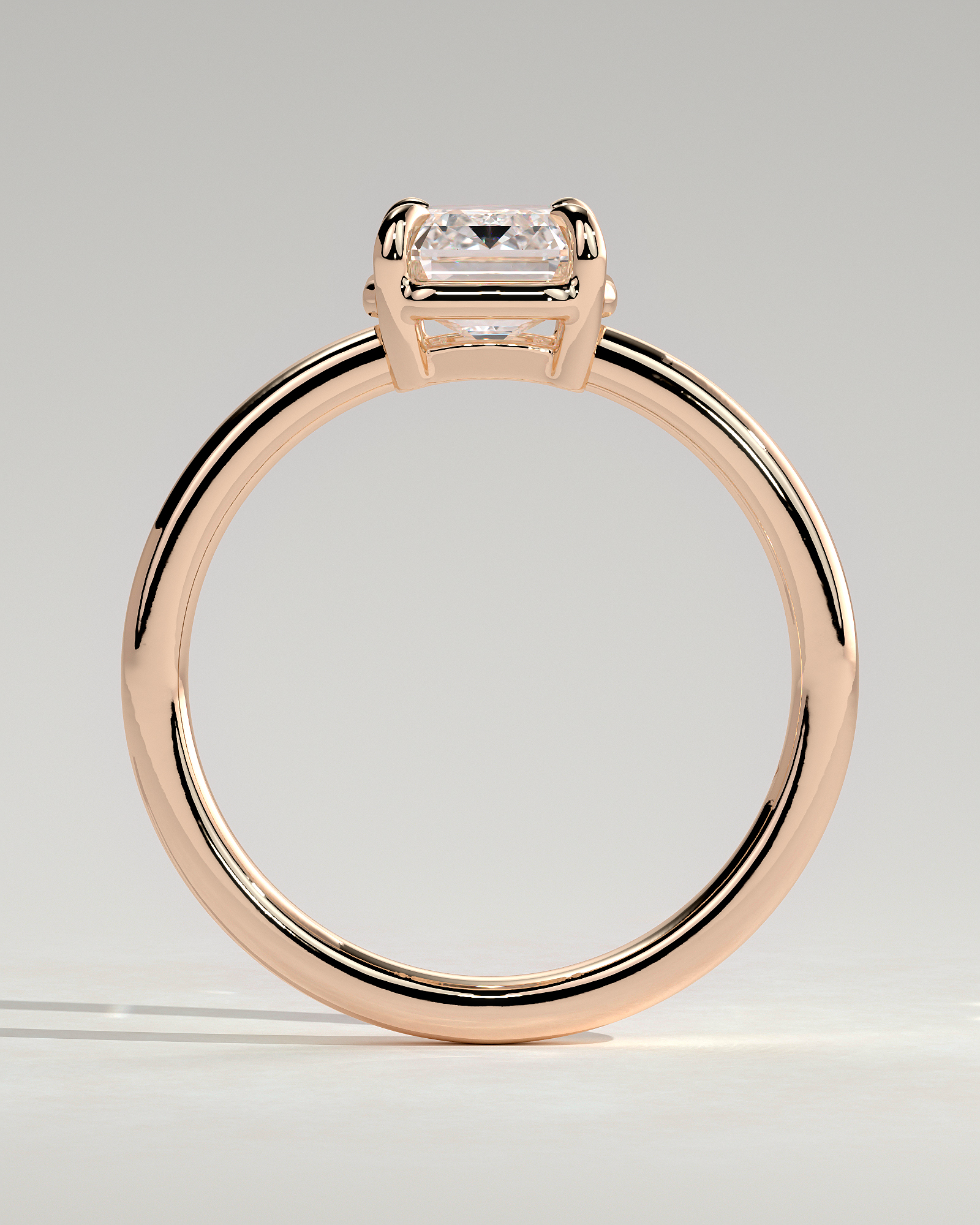 Matisse - Emerald Bezel Frame Solitaire with Claws - 18k Rose Gold