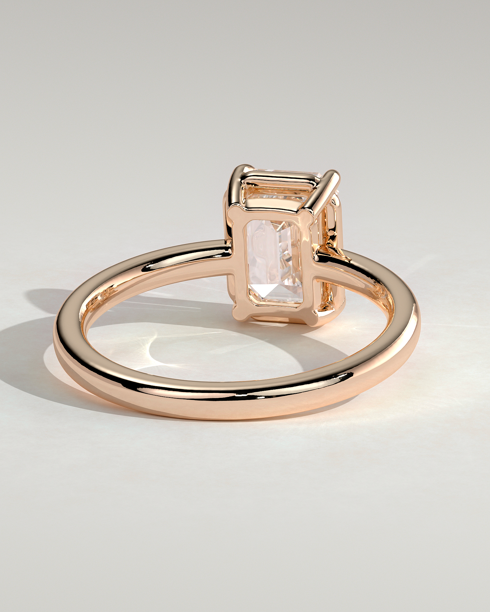 Matisse - Emerald Bezel Frame Solitaire with Claws - 18k Rose Gold