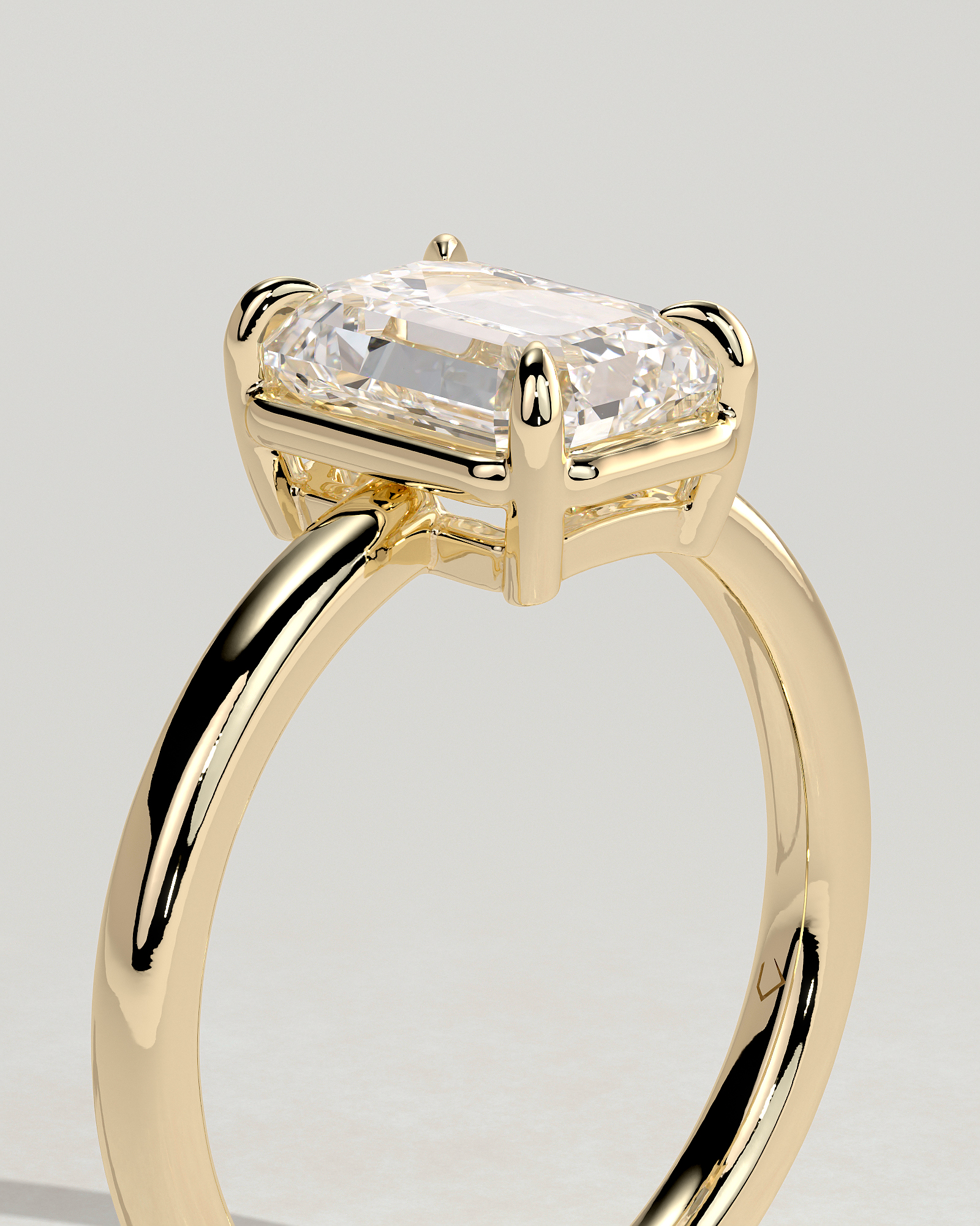 Matisse - Emerald Bezel Frame Solitaire with Claws - 18k Yellow Gold