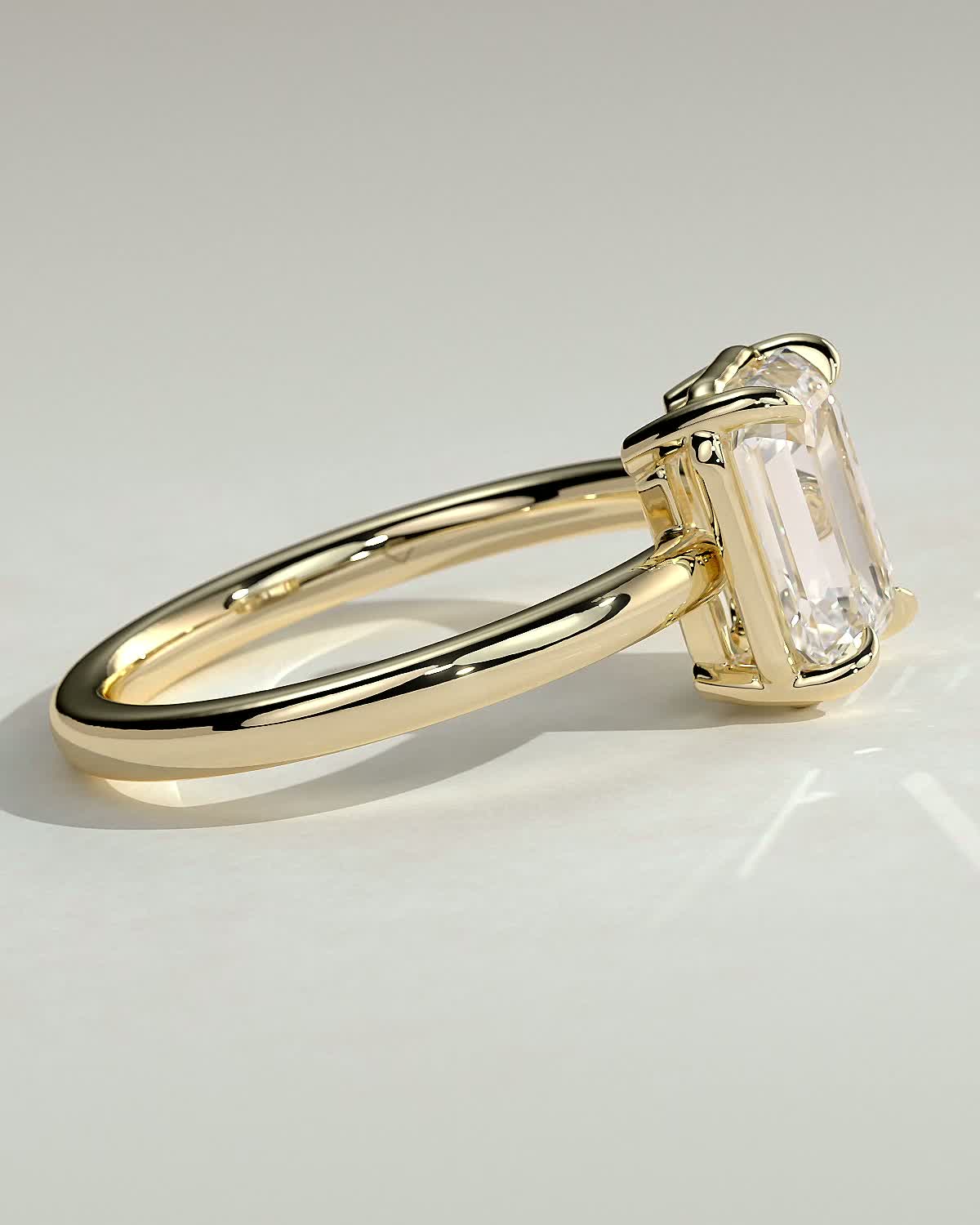 Matisse - Emerald Bezel Frame Solitaire with Claws - 18k Yellow Gold