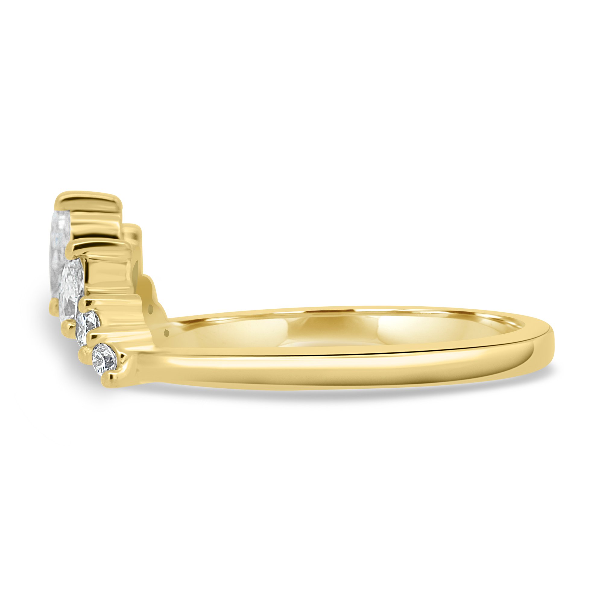 May - Accent Stones Curved Band - 18k Yellow Gold