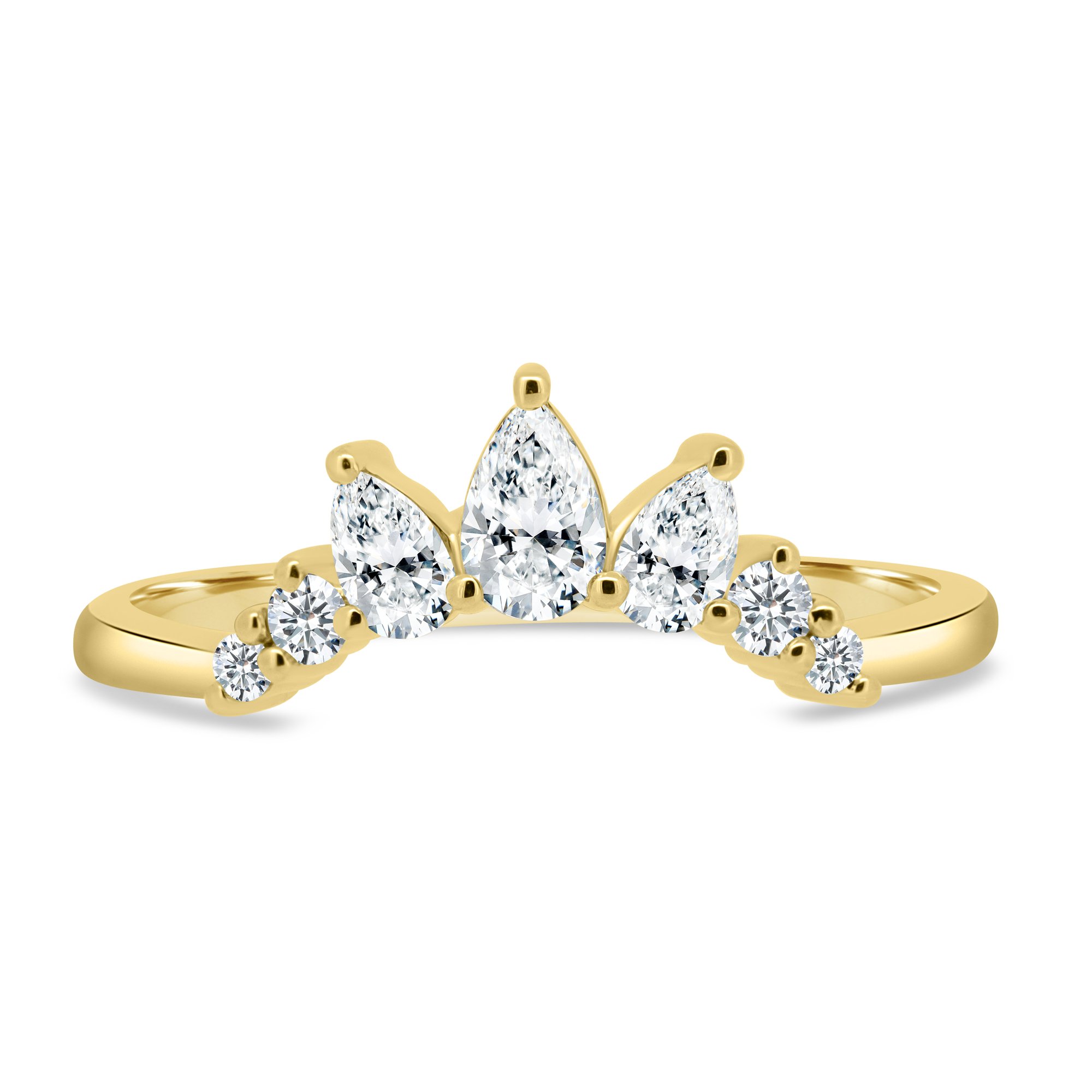 May - Accent Stones Curved Band - 18k Yellow Gold