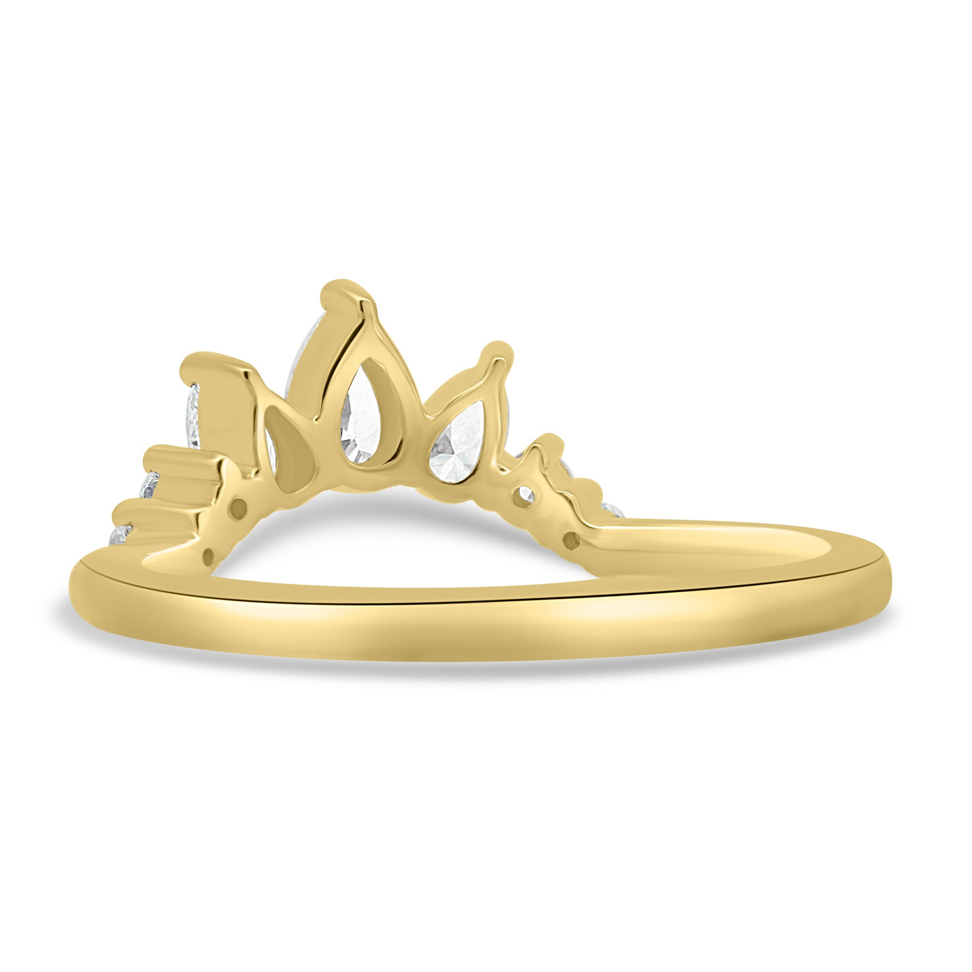 May - Accent Stones Curved Band - 18k Yellow Gold