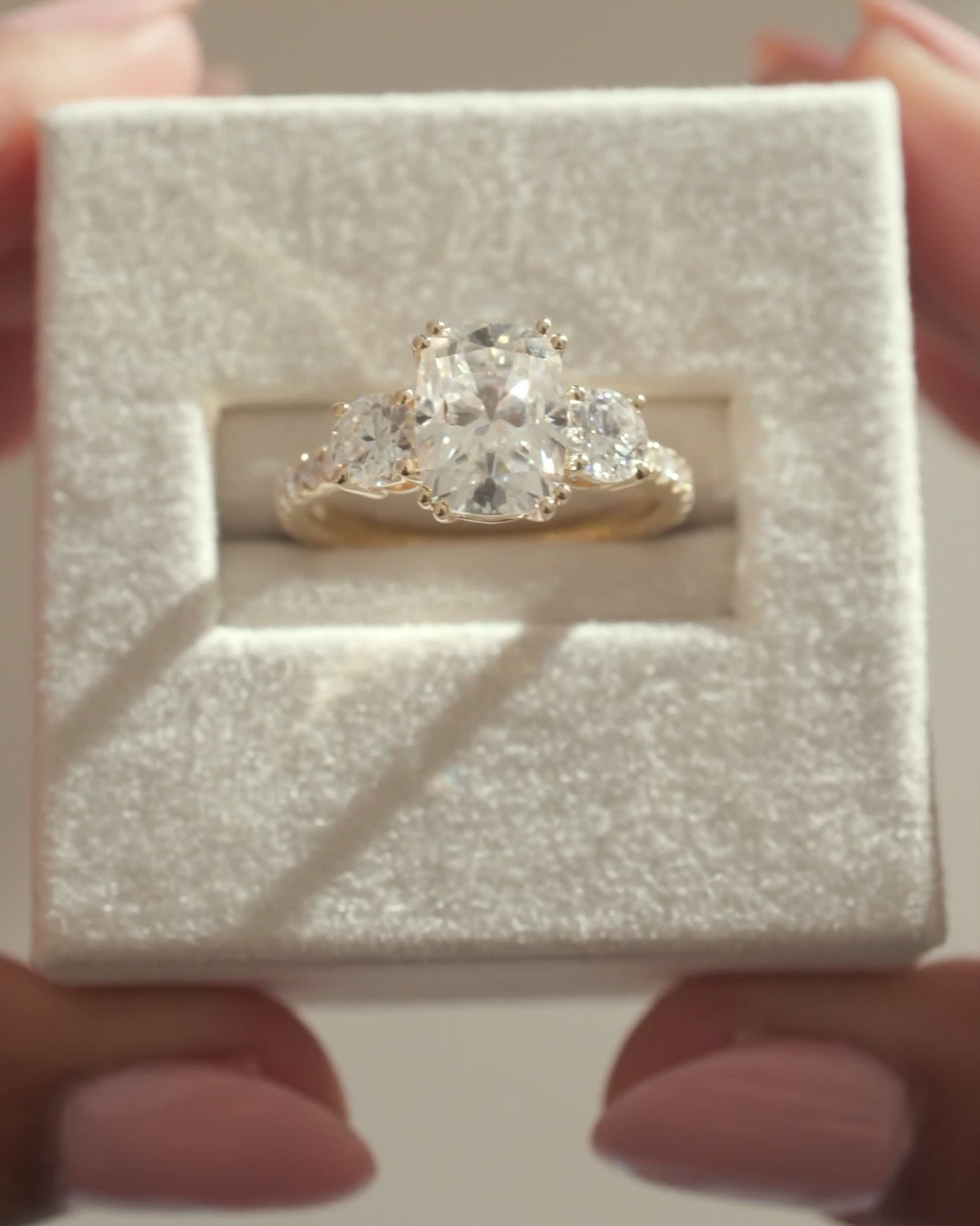 Meghan  Cushion Trilogy with Pave Lifestyle Image