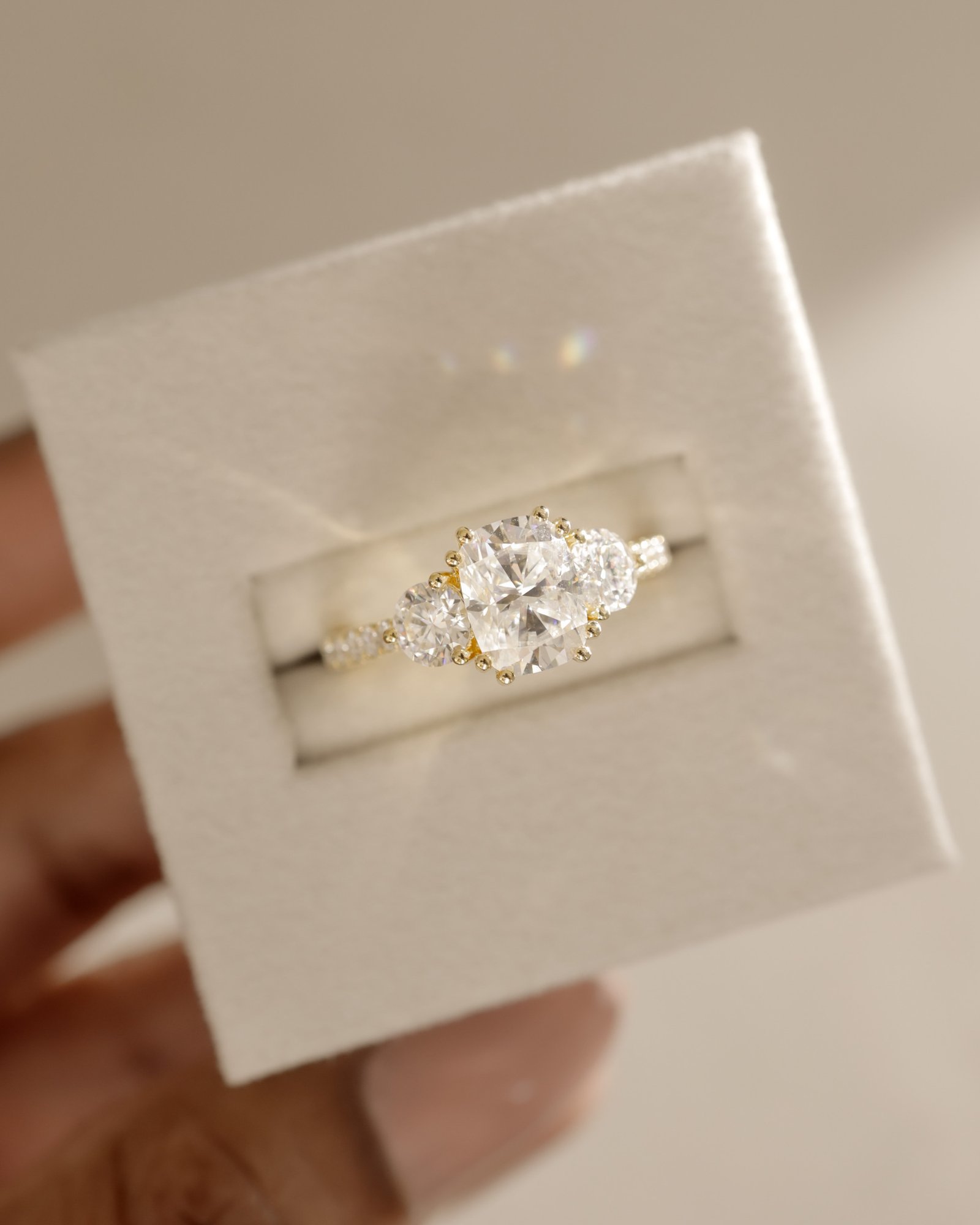 Meghan  Cushion Trilogy with Pave Lifestyle Image