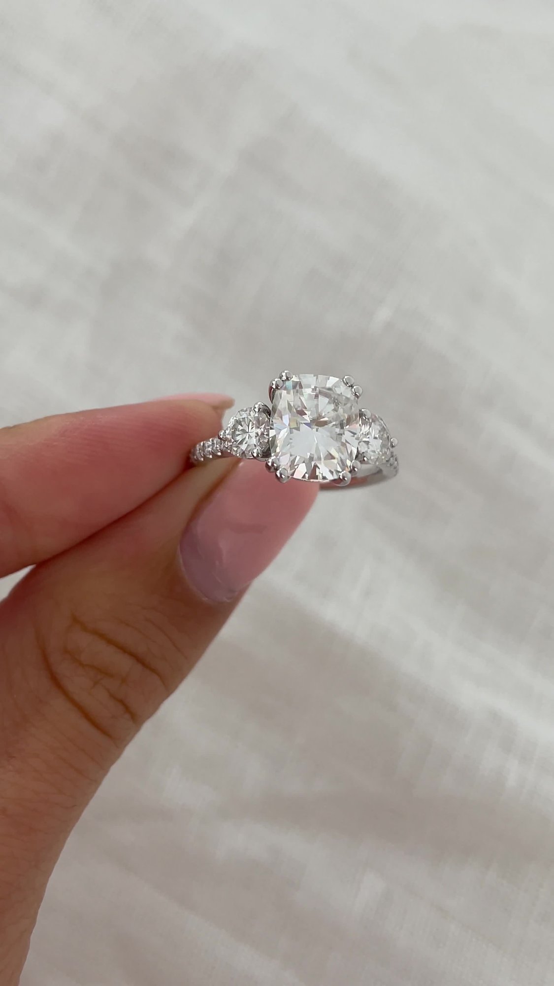 Meghan  Cushion Trilogy with Pave Lifestyle Image