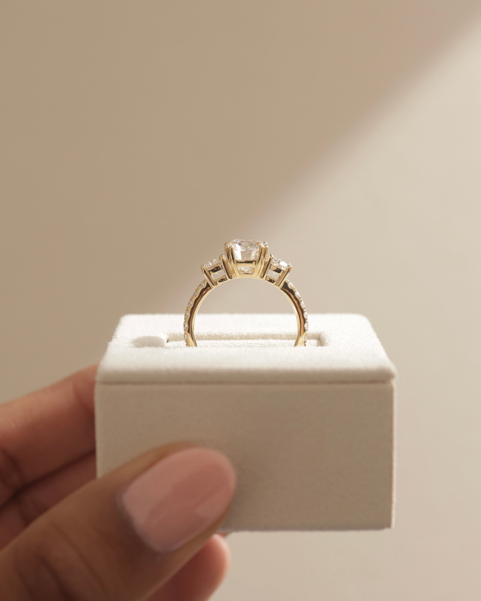 Meghan  Cushion Trilogy with Pave Lifestyle Image