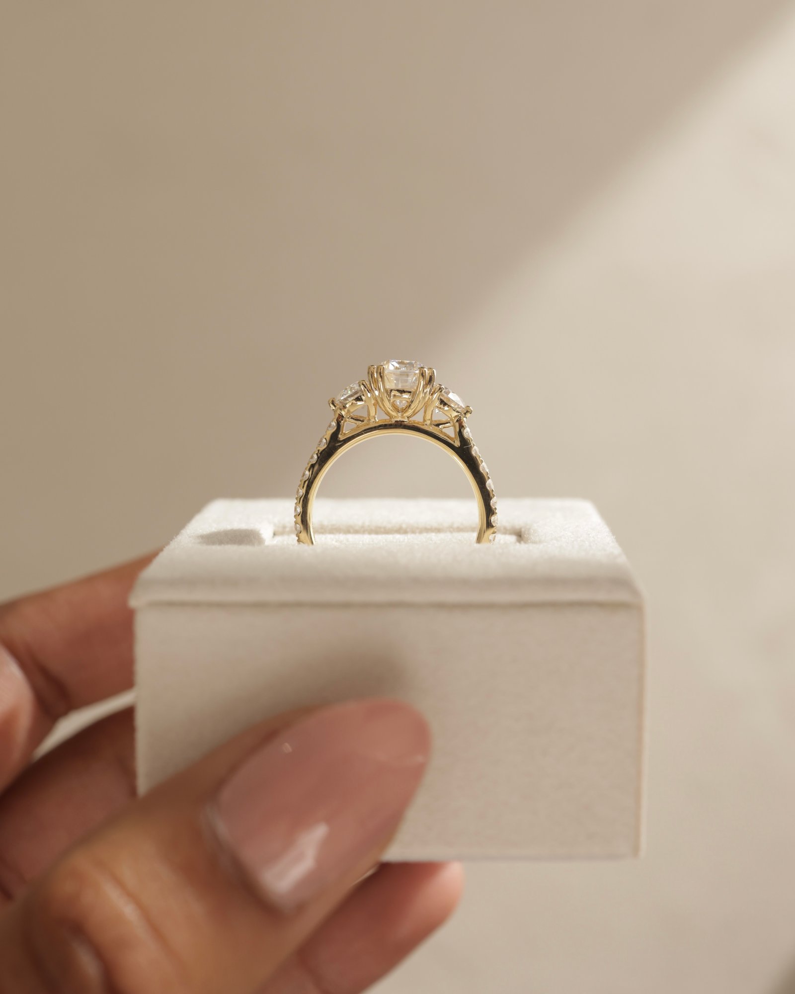 Meghan  Cushion Trilogy with Pave Lifestyle Image