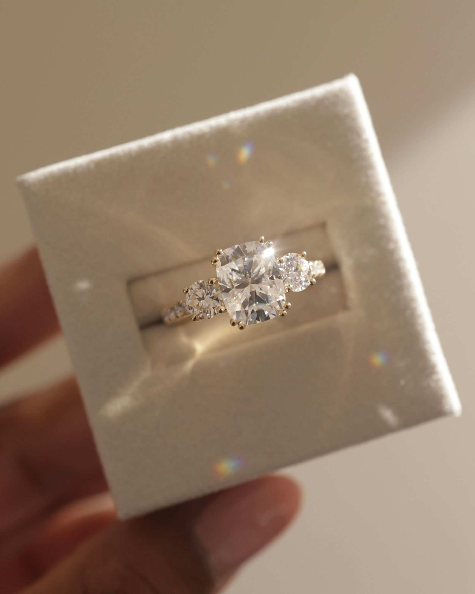 Meghan  Cushion Trilogy with Pave Lifestyle Image