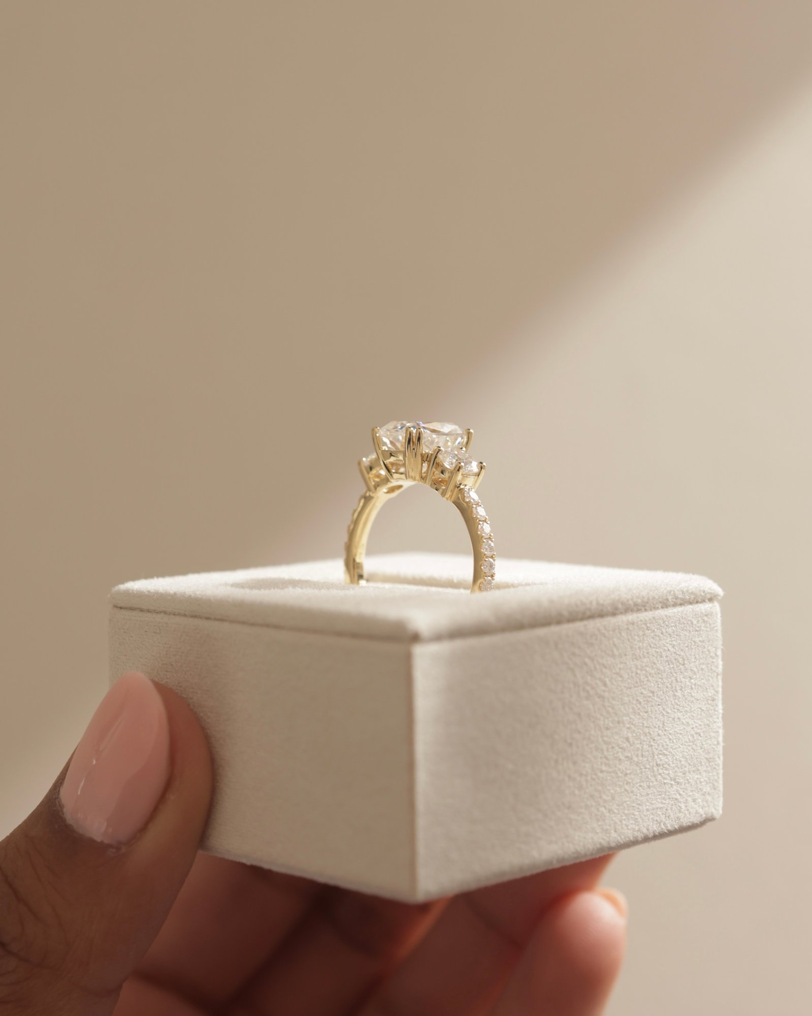 Meghan  Cushion Trilogy with Pave Lifestyle Image