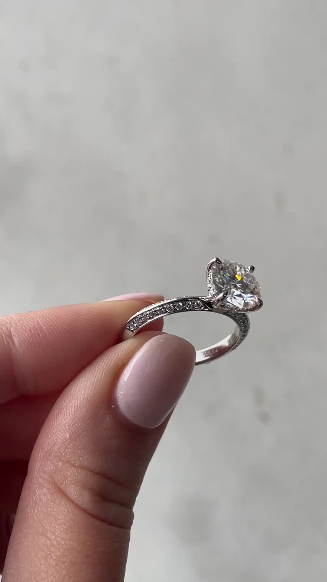 Melinda - 4 Claw Knife Edge Round Solitaire with Hidden Halo and Pav Lifestyle Image