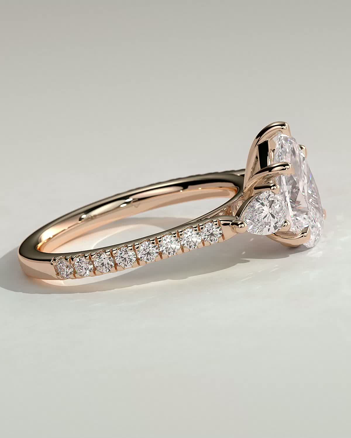 Mia  Pear Trilogy with Pave - 18k Rose Gold
