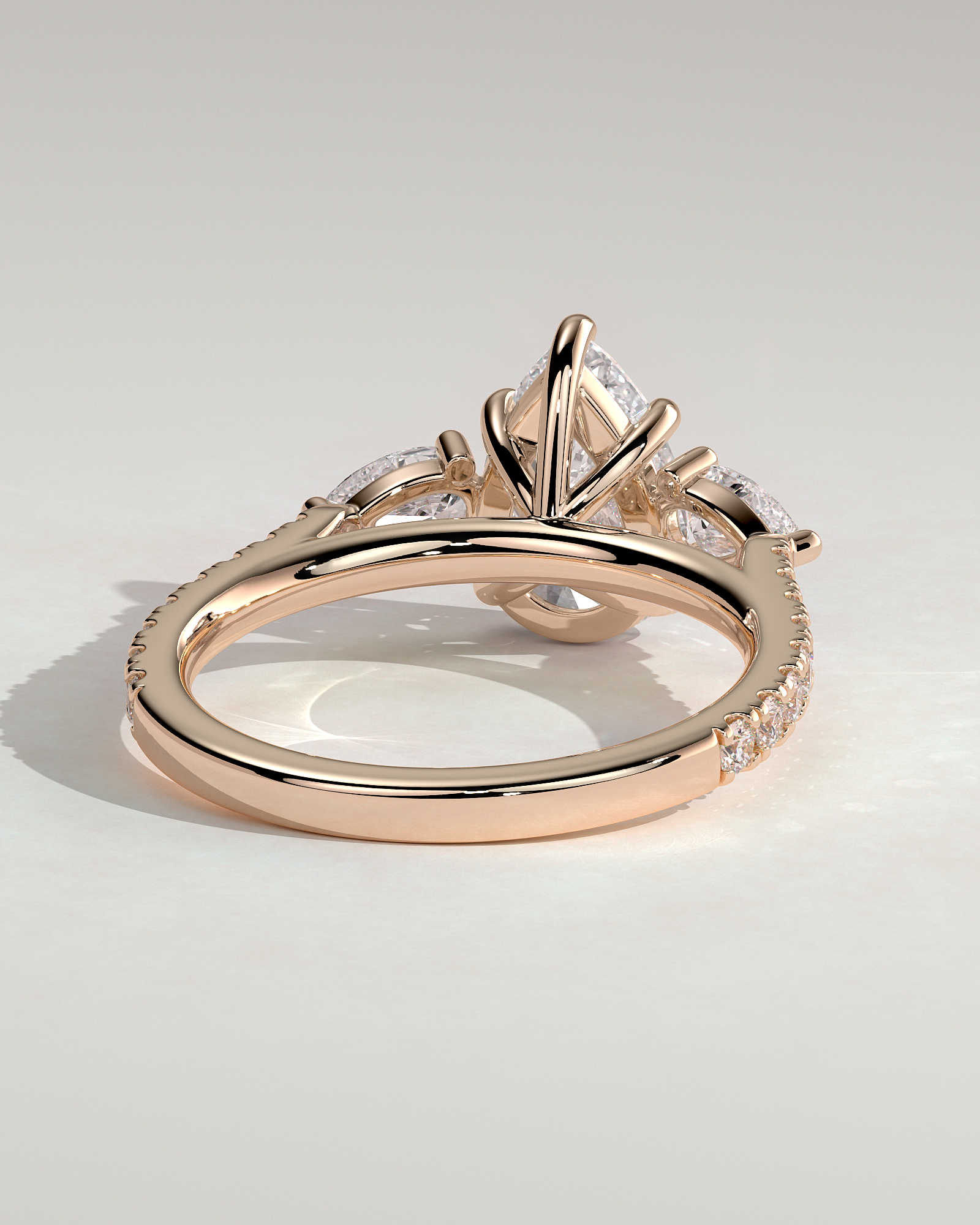 Mia  Pear Trilogy with Pave - 18k Rose Gold