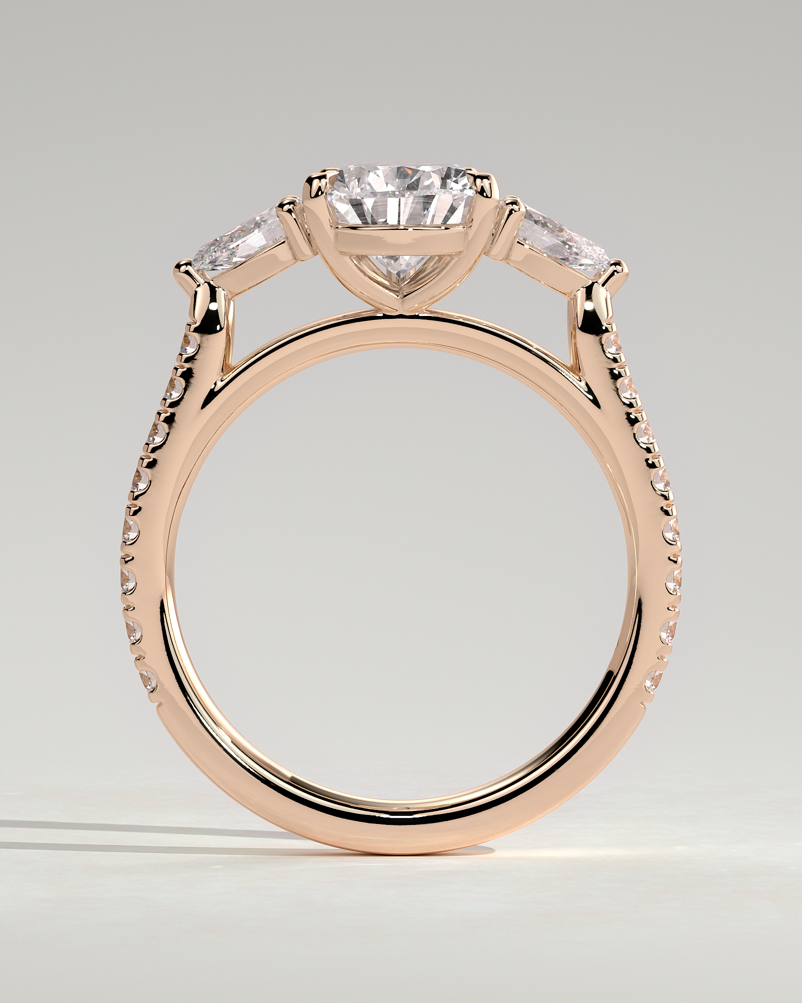 Mia  Pear Trilogy with Pave - 18k Rose Gold