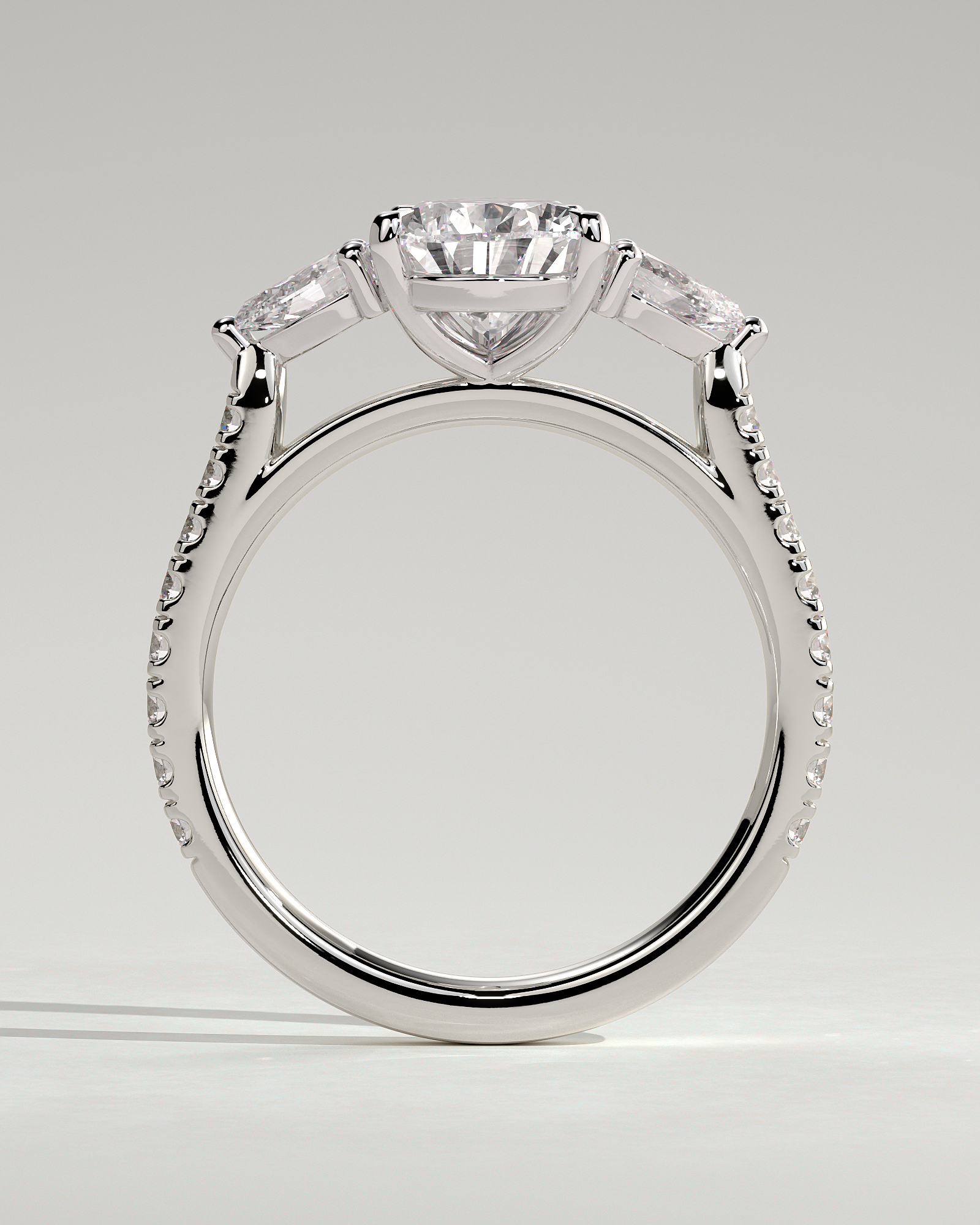 Mia  Pear Trilogy with Pave - 18k White Gold
