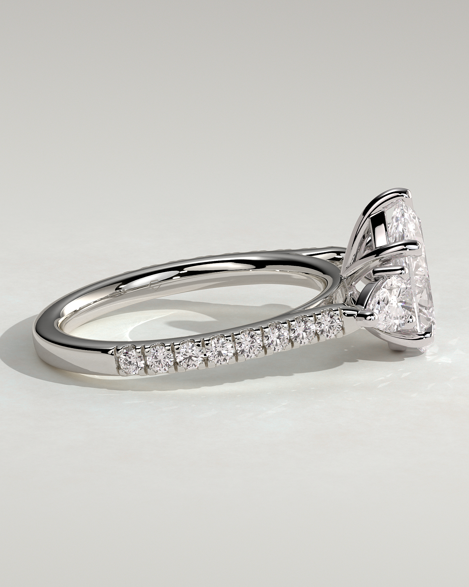 Mia  Pear Trilogy with Pave - 18k White Gold