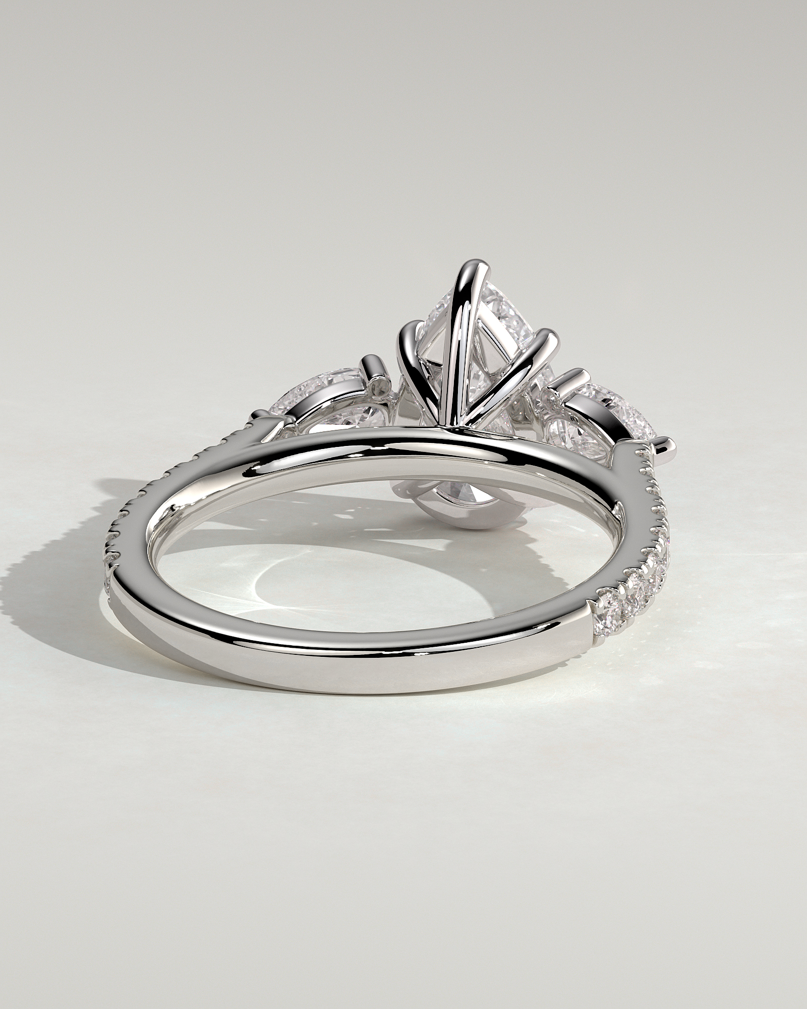 Mia  Pear Trilogy with Pave - 18k White Gold