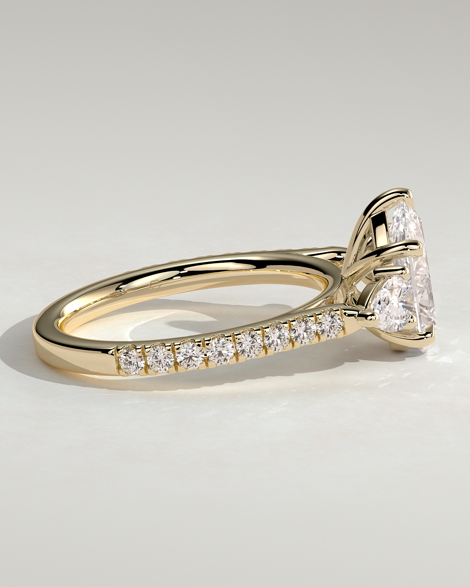 Mia  Pear Trilogy with Pave - 18k Yellow Gold