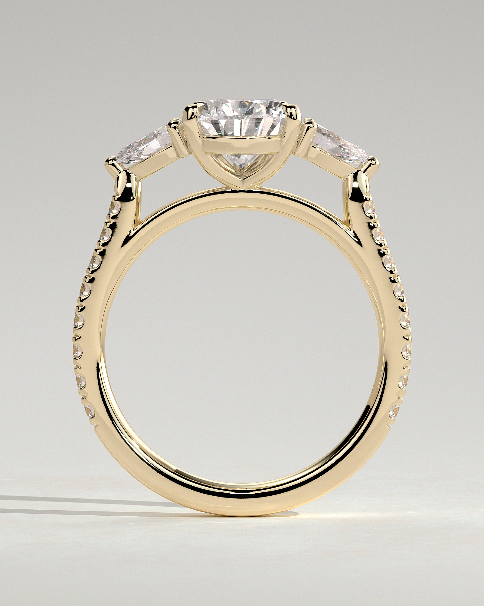 Mia  Pear Trilogy with Pave - 18k Yellow Gold