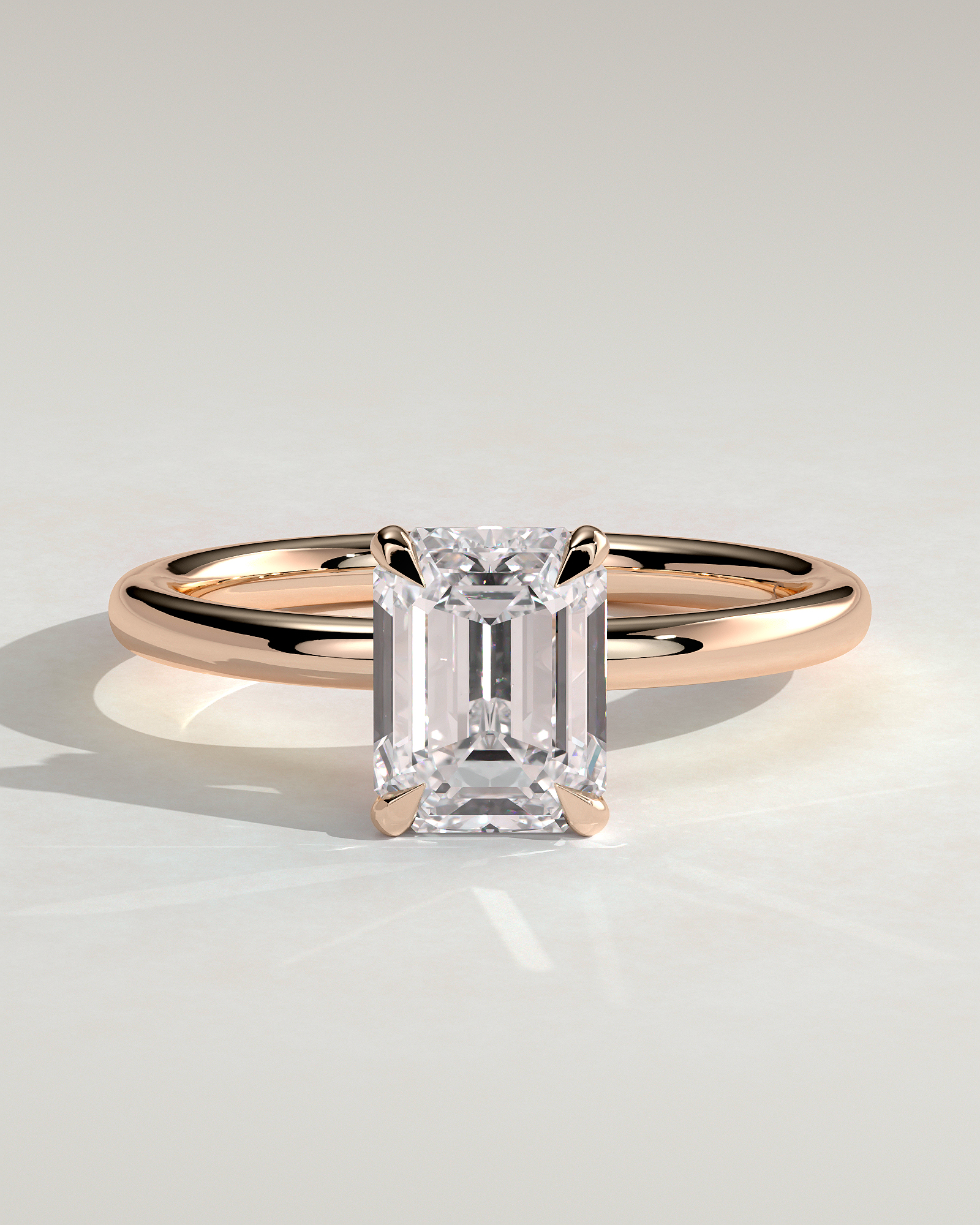 Miller - Emerald Solitaire with Hidden Halo - 18k Rose Gold