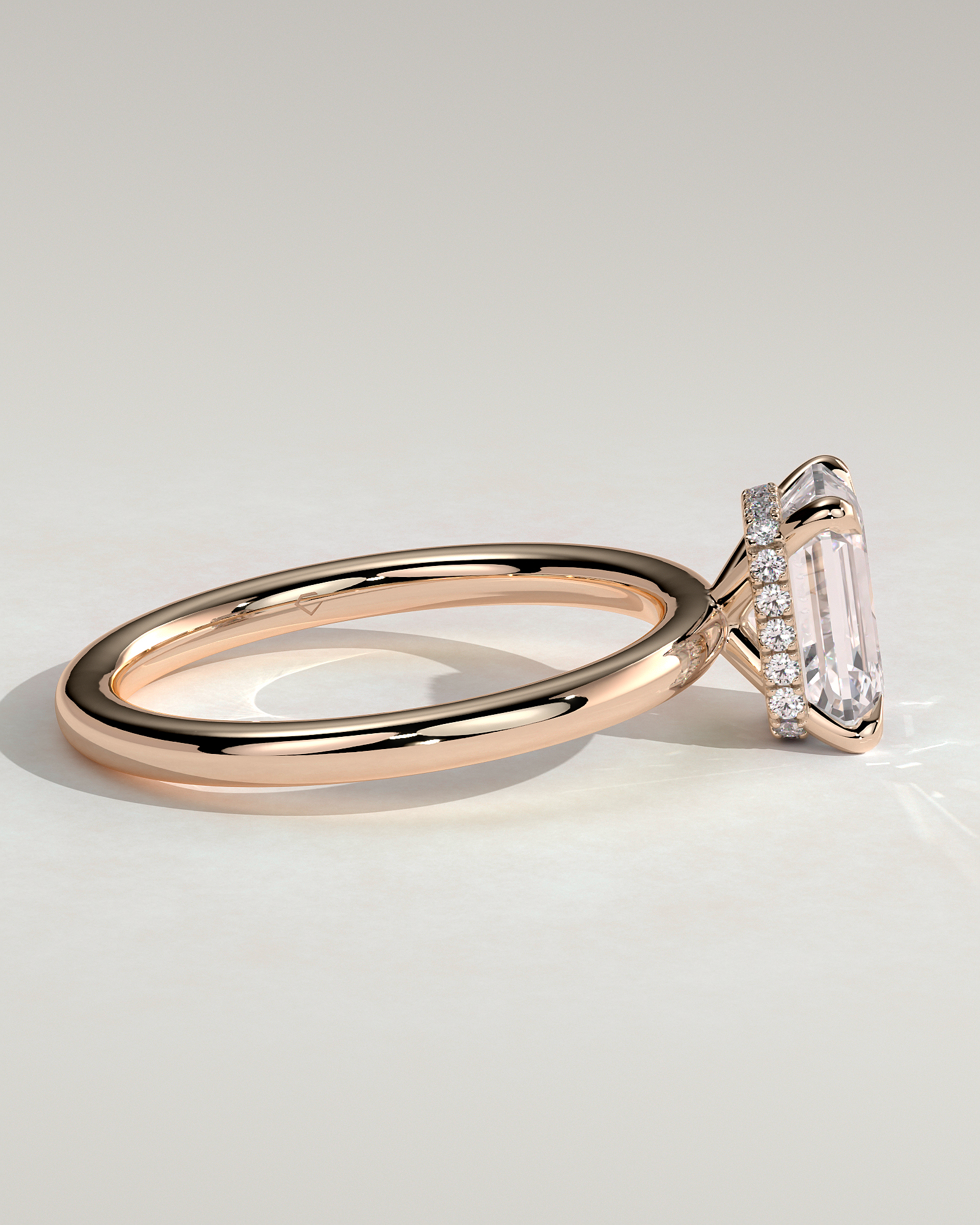 Miller - Emerald Solitaire with Hidden Halo - 18k Rose Gold