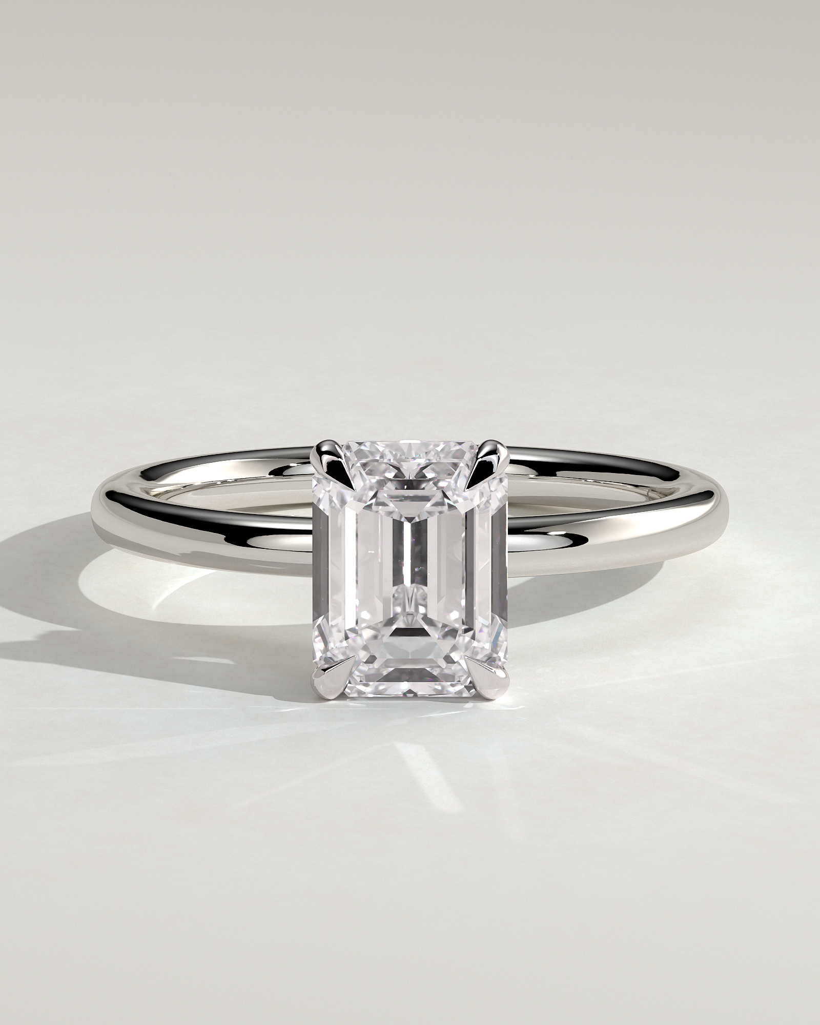 Miller - Emerald Solitaire with Hidden Halo - 18k White Gold