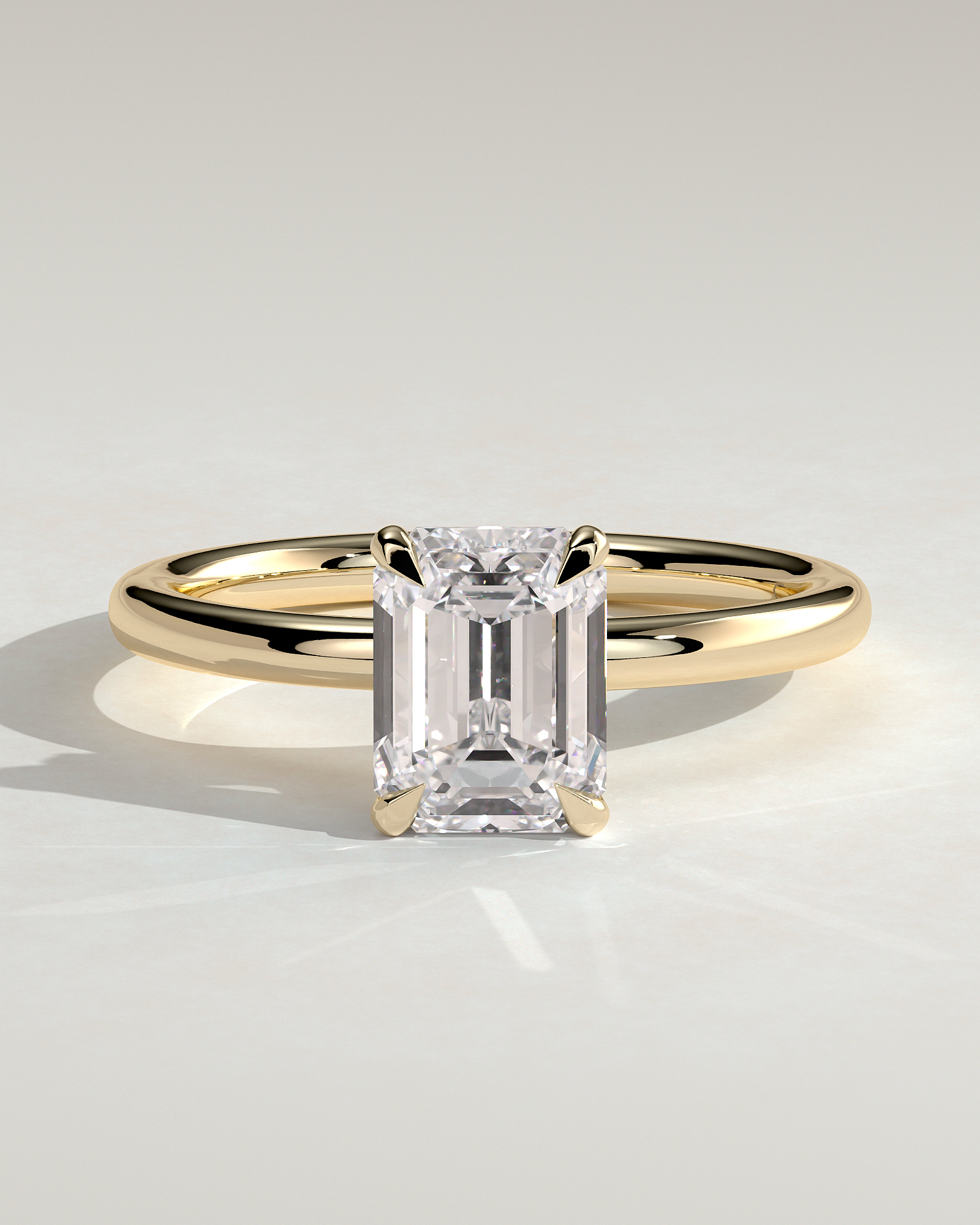 Miller - Emerald Solitaire with Hidden Halo - 18k Yellow Gold