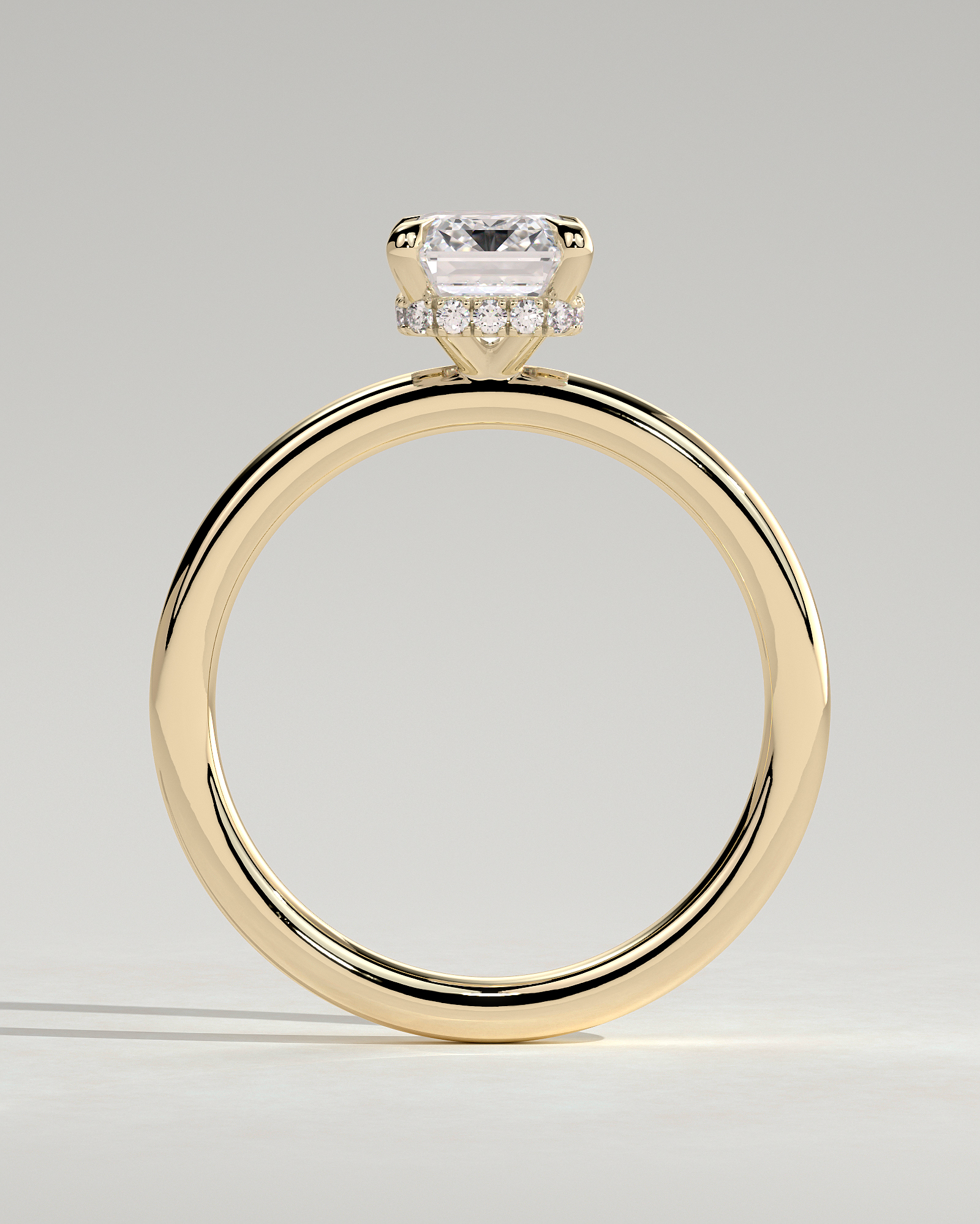 Miller - Emerald Solitaire with Hidden Halo - 18k Yellow Gold