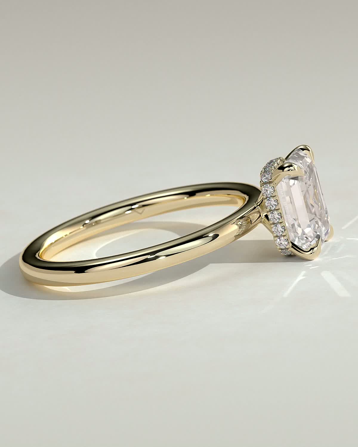 Miller - Emerald Solitaire with Hidden Halo - 18k Yellow Gold