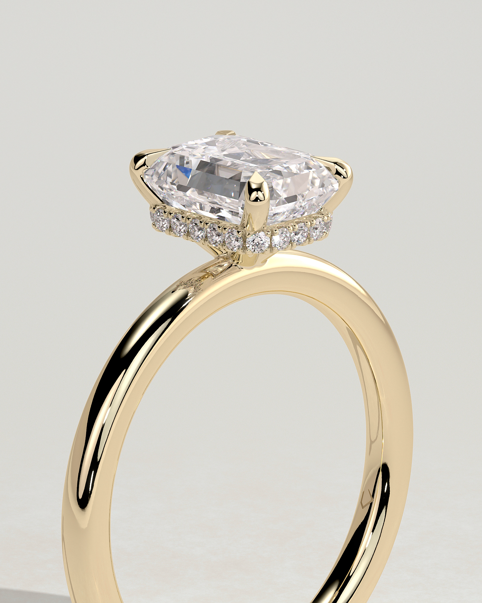 Miller - Emerald Solitaire with Hidden Halo - 18k Yellow Gold
