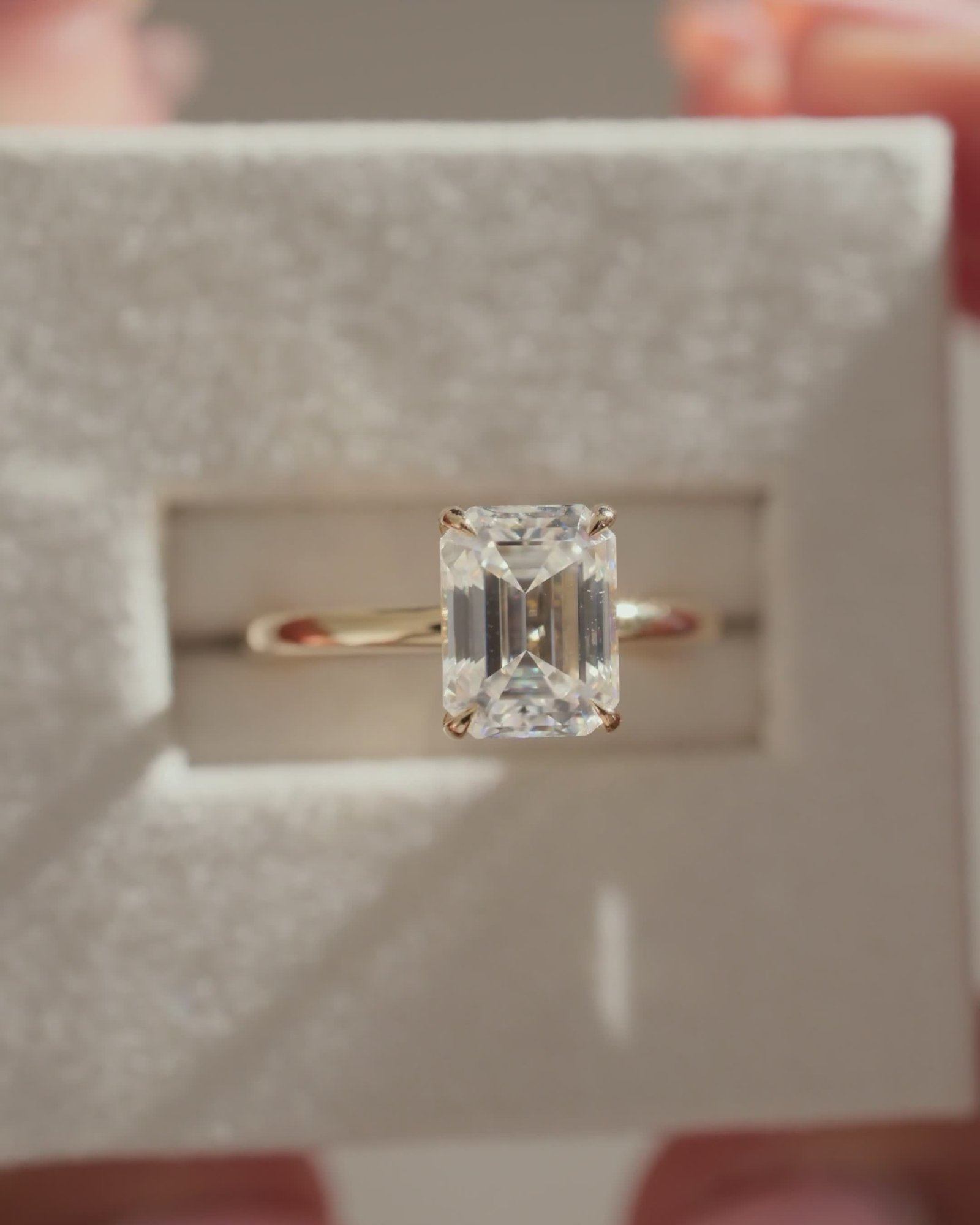 Miller - Emerald Solitaire with Hidden Halo Lifestyle Image